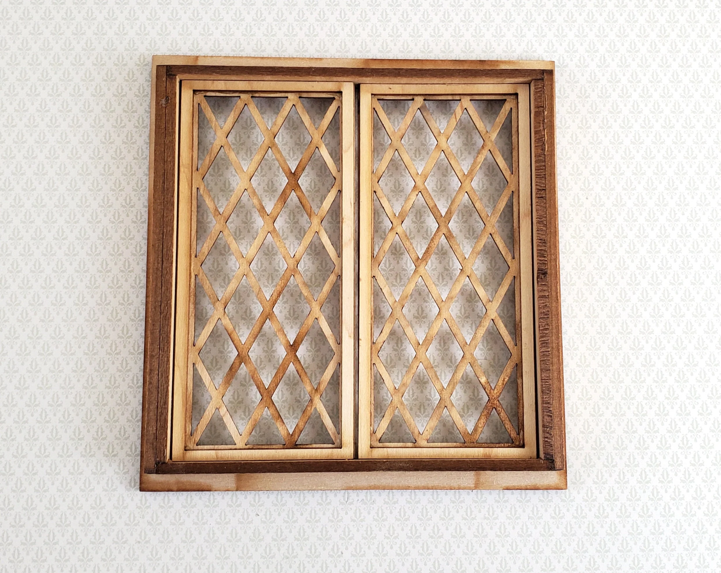 Dollhouse Miniature Double Window Tudor Style Diamond Pane 1:12 Scale Alessio 2126CW - Image 4