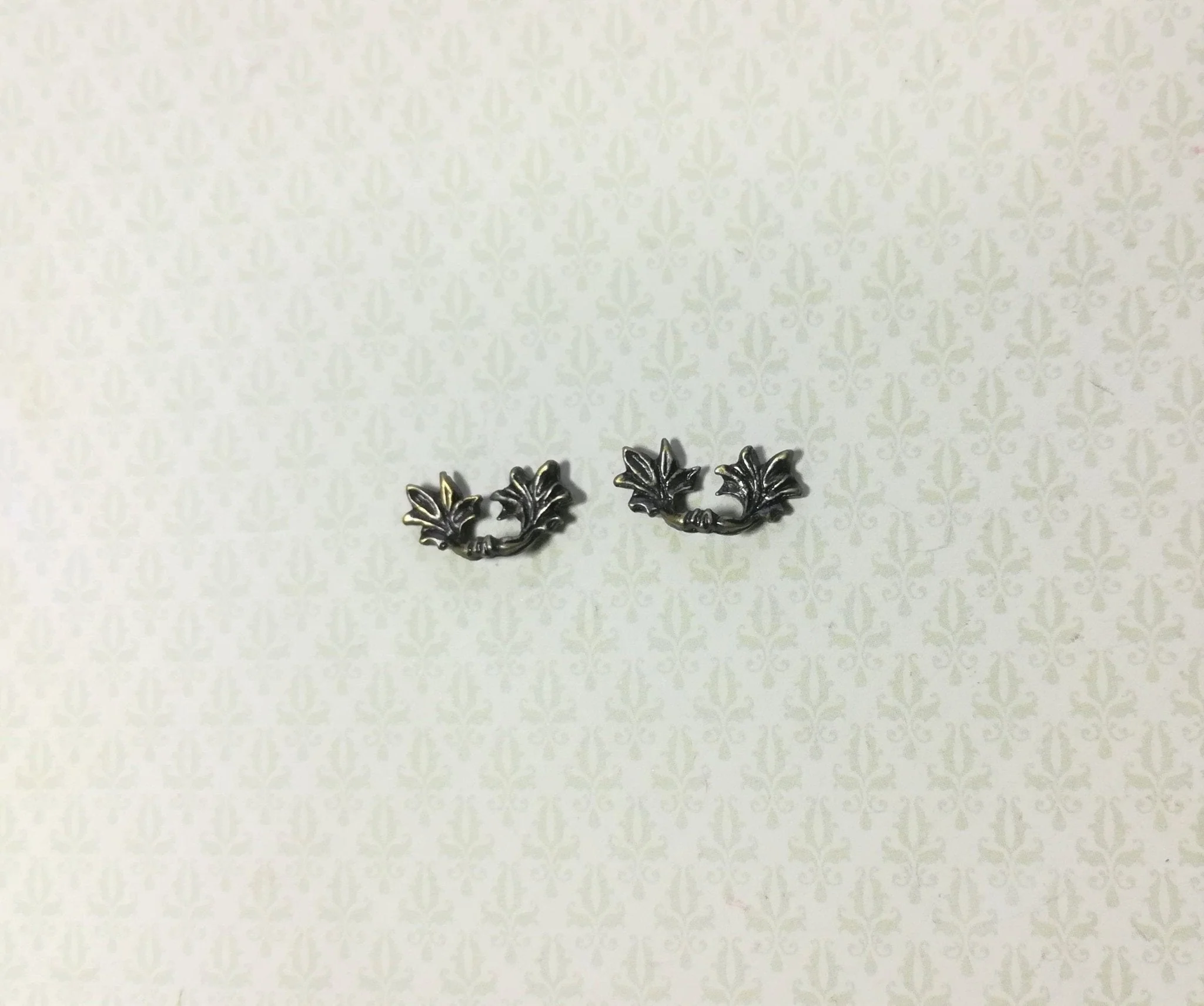 Dollhouse Miniature Drawer Pulls or Handle Leaves Style 1:12 Scale Antique Bronze - Image 2
