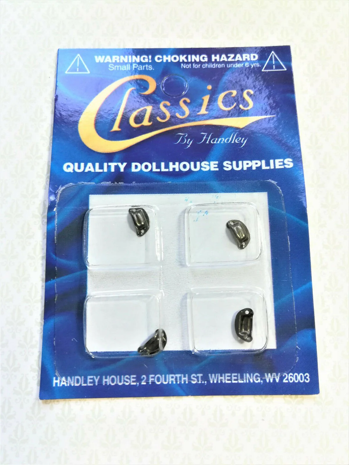 Dollhouse Miniature Drawer Pulls x4 Cabinet Cup Style Pewter Finish 1:12 Scale