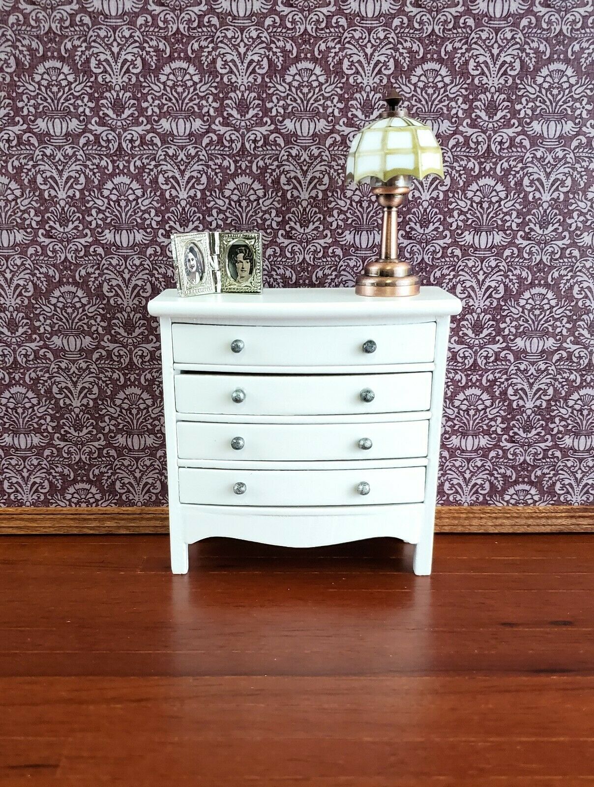 Dollhouse Miniature Dresser 4 Drawer Wood White Finish 1:12 Scale Furniture - Image 4