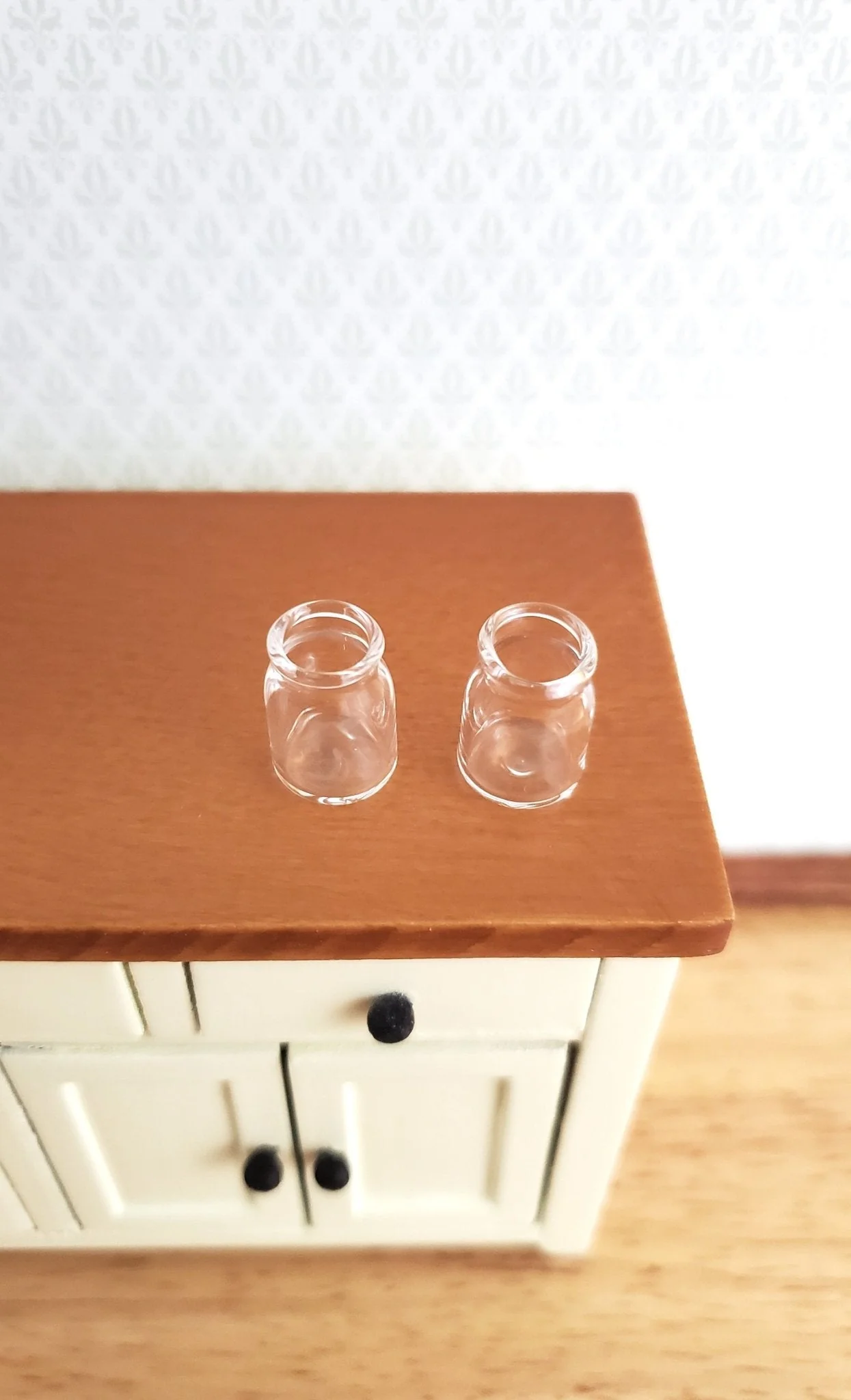 Dollhouse Miniature Empty Glass Jars Open Top Set of 2 for Canning or Treats 1:12 Scale - Image 2