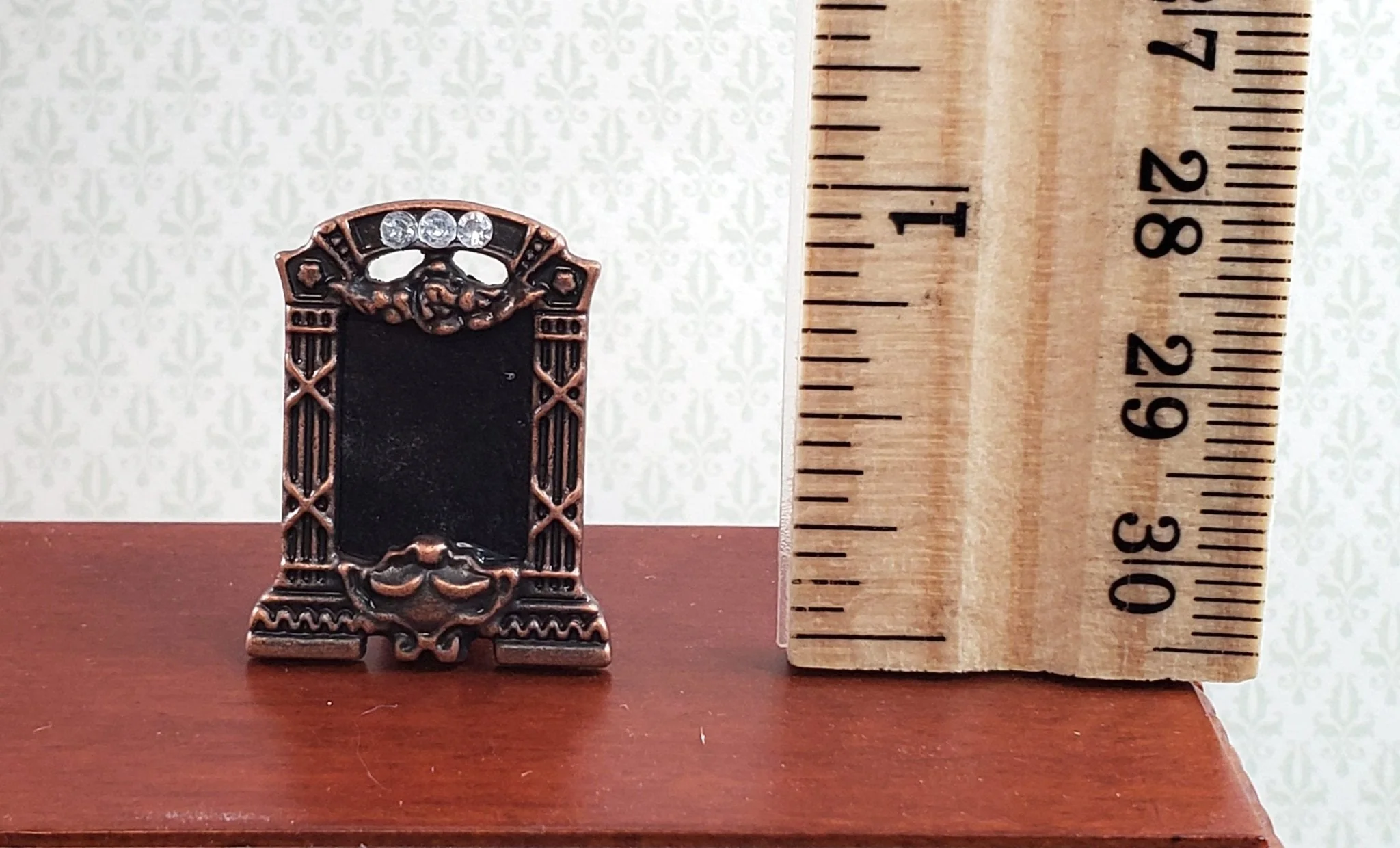 Dollhouse Miniature Fancy Photo Frame with Rhinestones Bonze 1:12 Scale Art Deco - Image 3