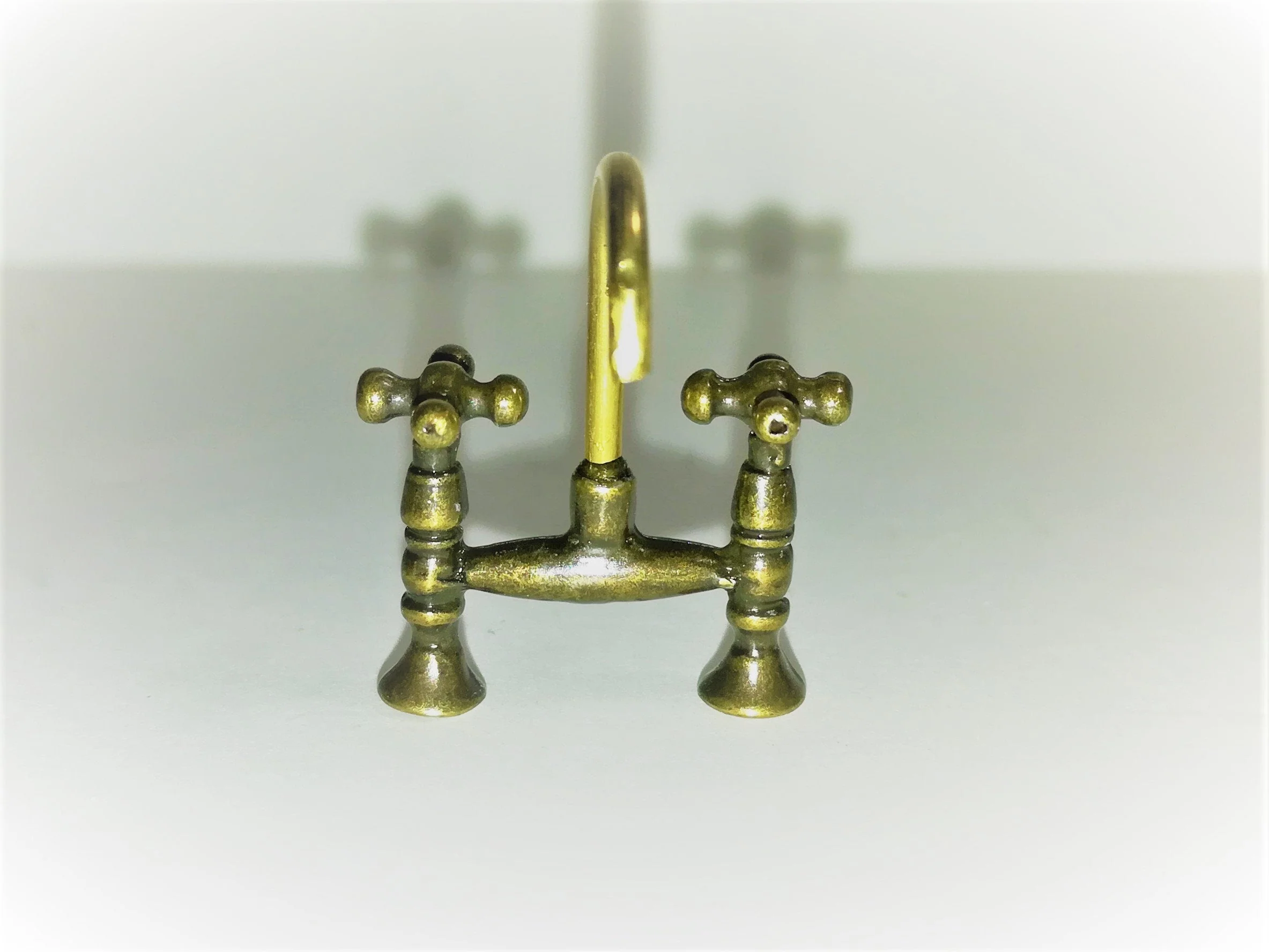 Dollhouse Miniature Faucet Mixer Tap for Kitchen or Bathroom Sink 1:12 Scale Antique Brass - Image 2