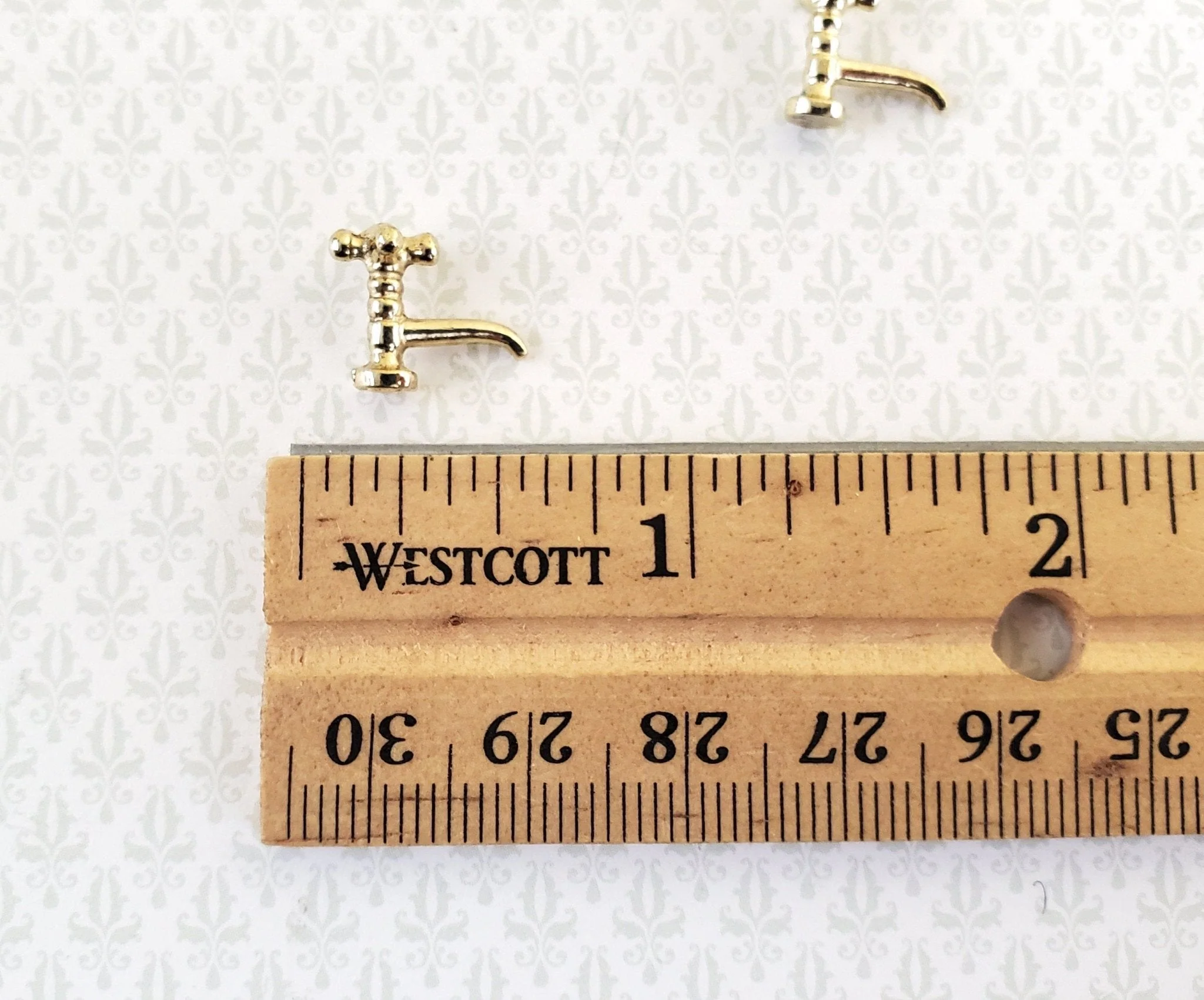 Dollhouse Miniature Faucet Taps x4 for Kitchen or Bathroom Sink 1:12 Scale Gold Metal S1209 - Image 4