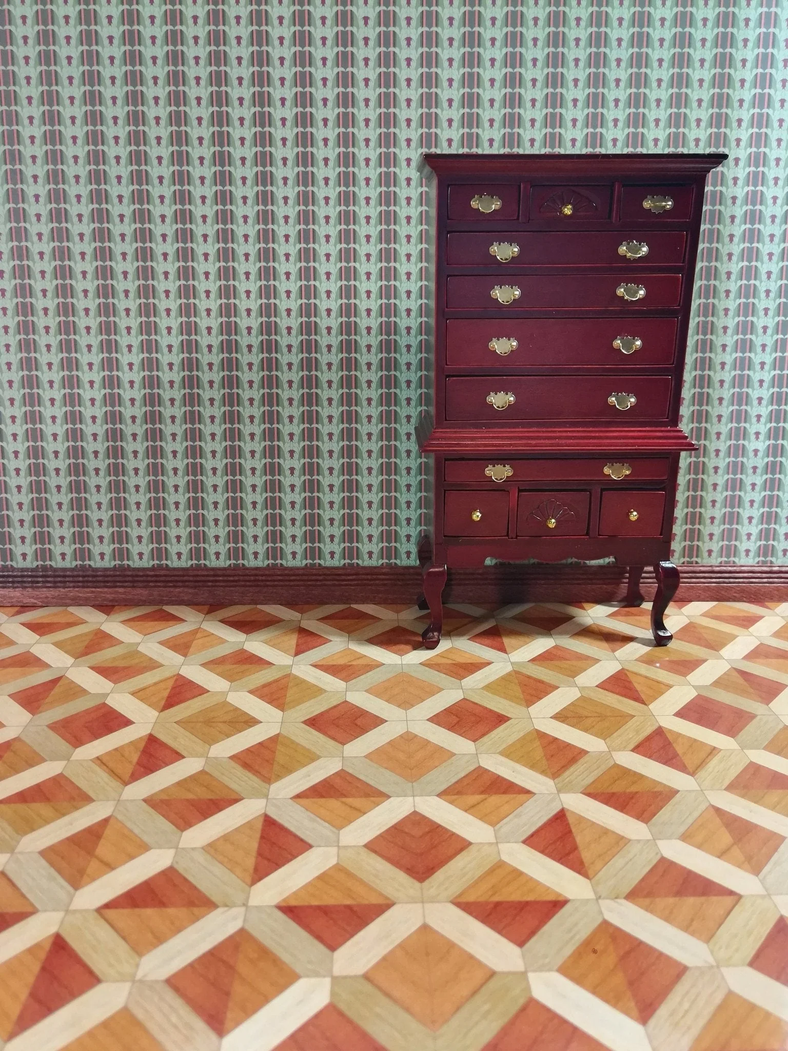 Dollhouse Miniature Faux Wood Parquet Flooring Heavy Paper Sheet 1:12 Scale - Image 4