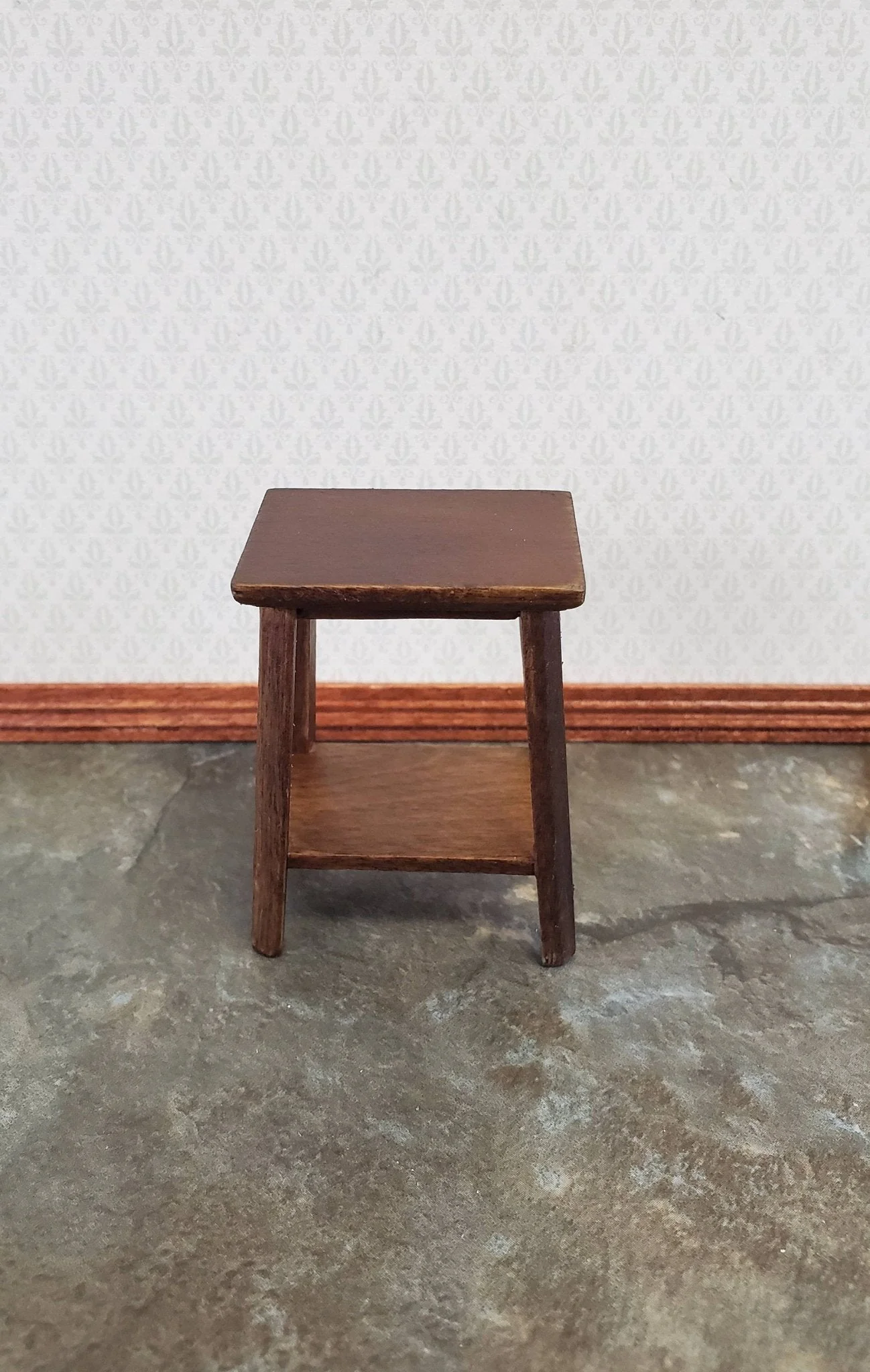 Dollhouse Miniature Fern or Plant Stand Side Table Walnut Finish 1:12 Scale Furniture