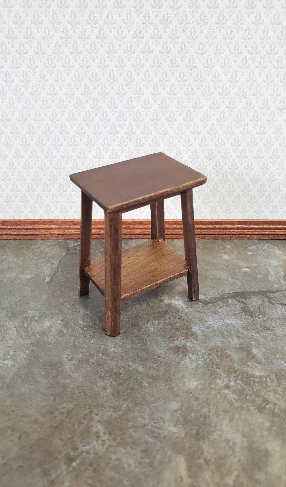 Dollhouse Miniature Fern or Plant Stand Side Table Walnut Finish 1:12 Scale Furniture - Image 2