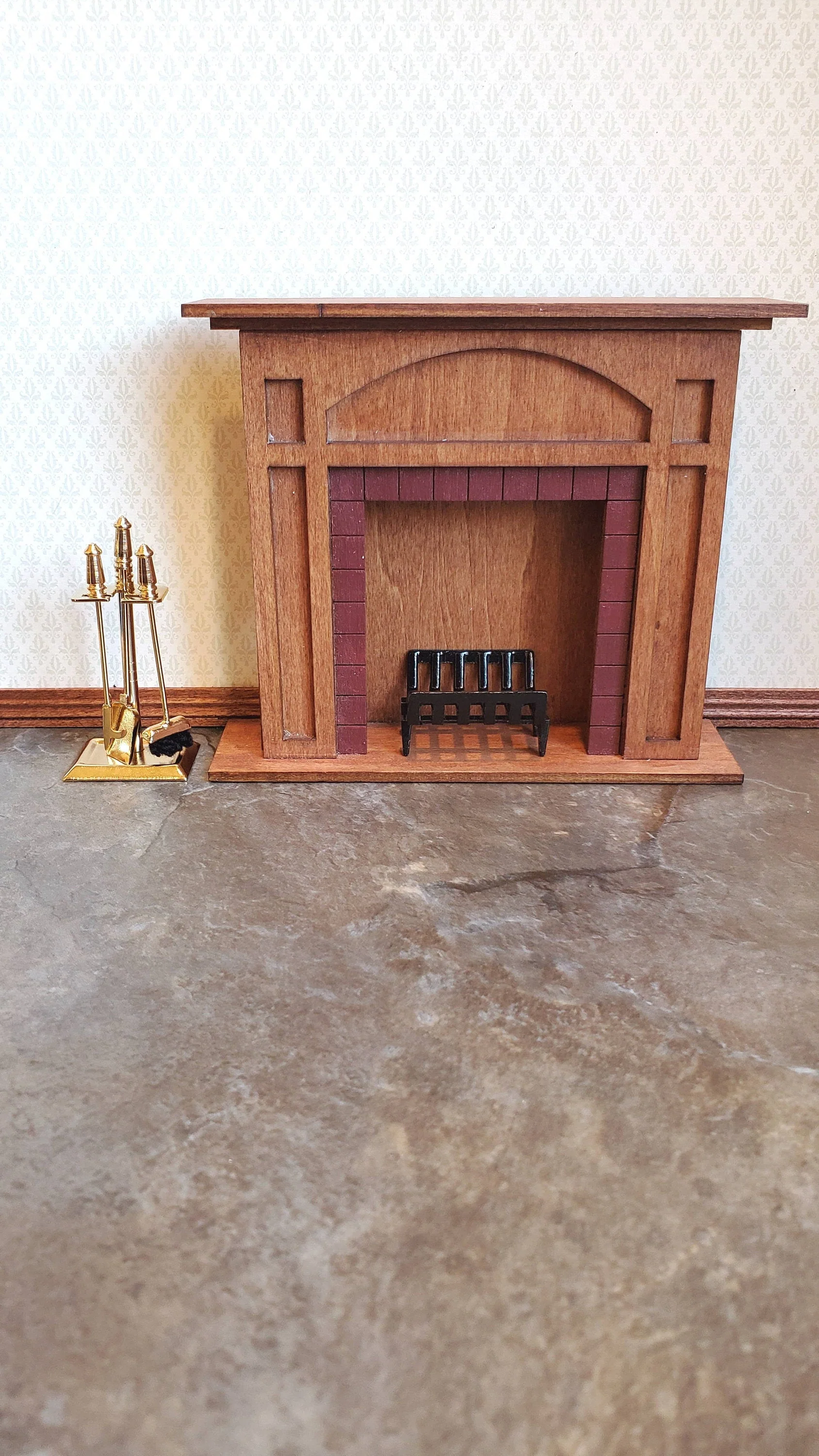 Dollhouse Miniature Fireplace Accessory Set Shovel Broom Poker Gold 1:12 Scale - Image 2