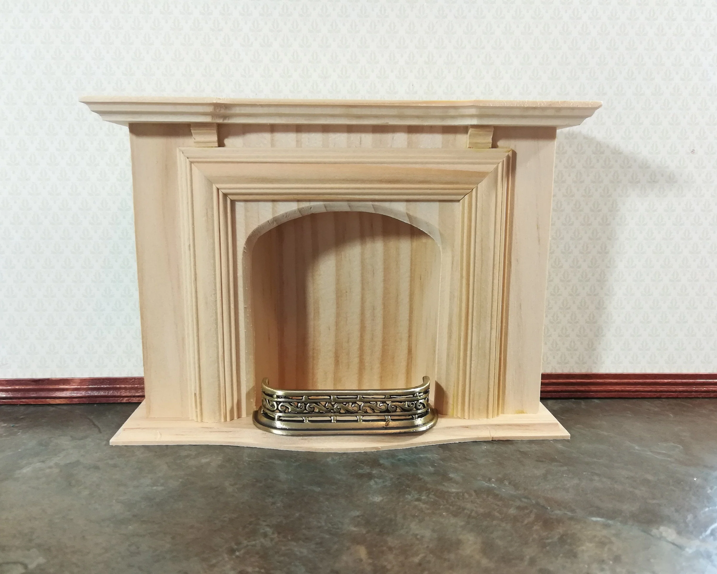 Dollhouse Metal Fireplace Fender Small 1:12 Scale Antique Brass Finish - Image 3