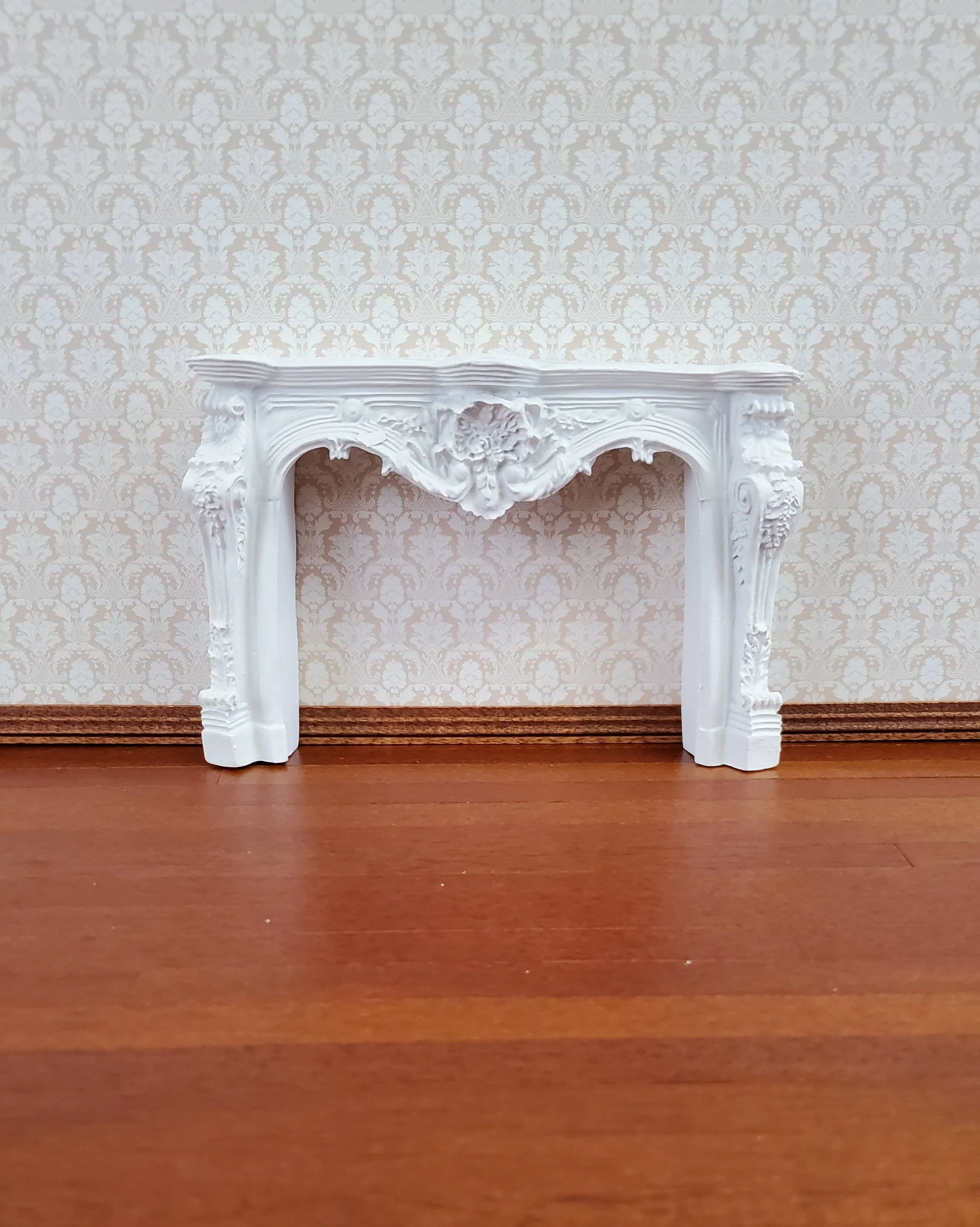 Dollhouse Miniature Fireplace White Large Ornate Resin 1:12 Scale Furniture - Image 2