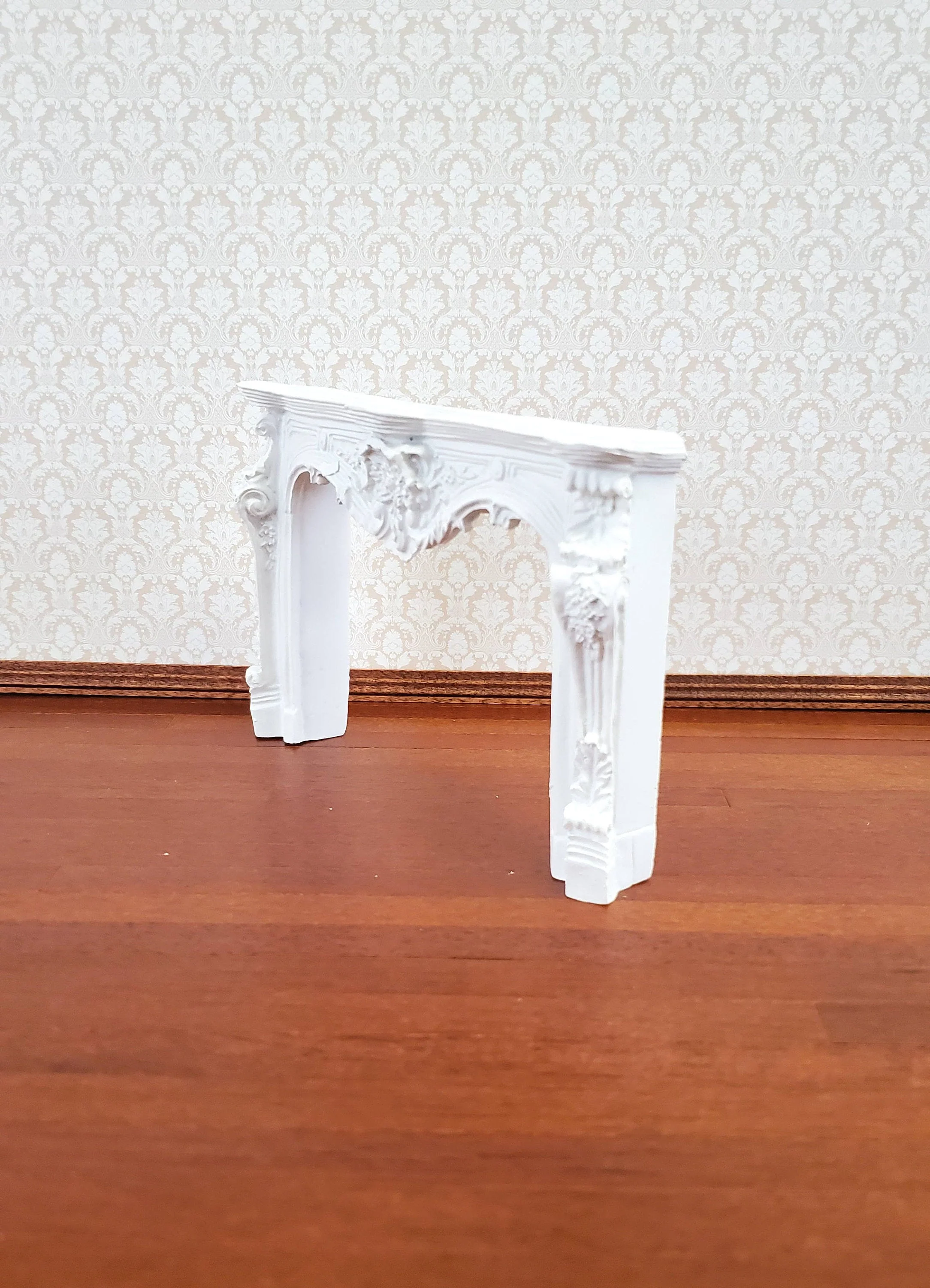 Dollhouse Miniature Fireplace White Large Ornate Resin 1:12 Scale Furniture - Image 4