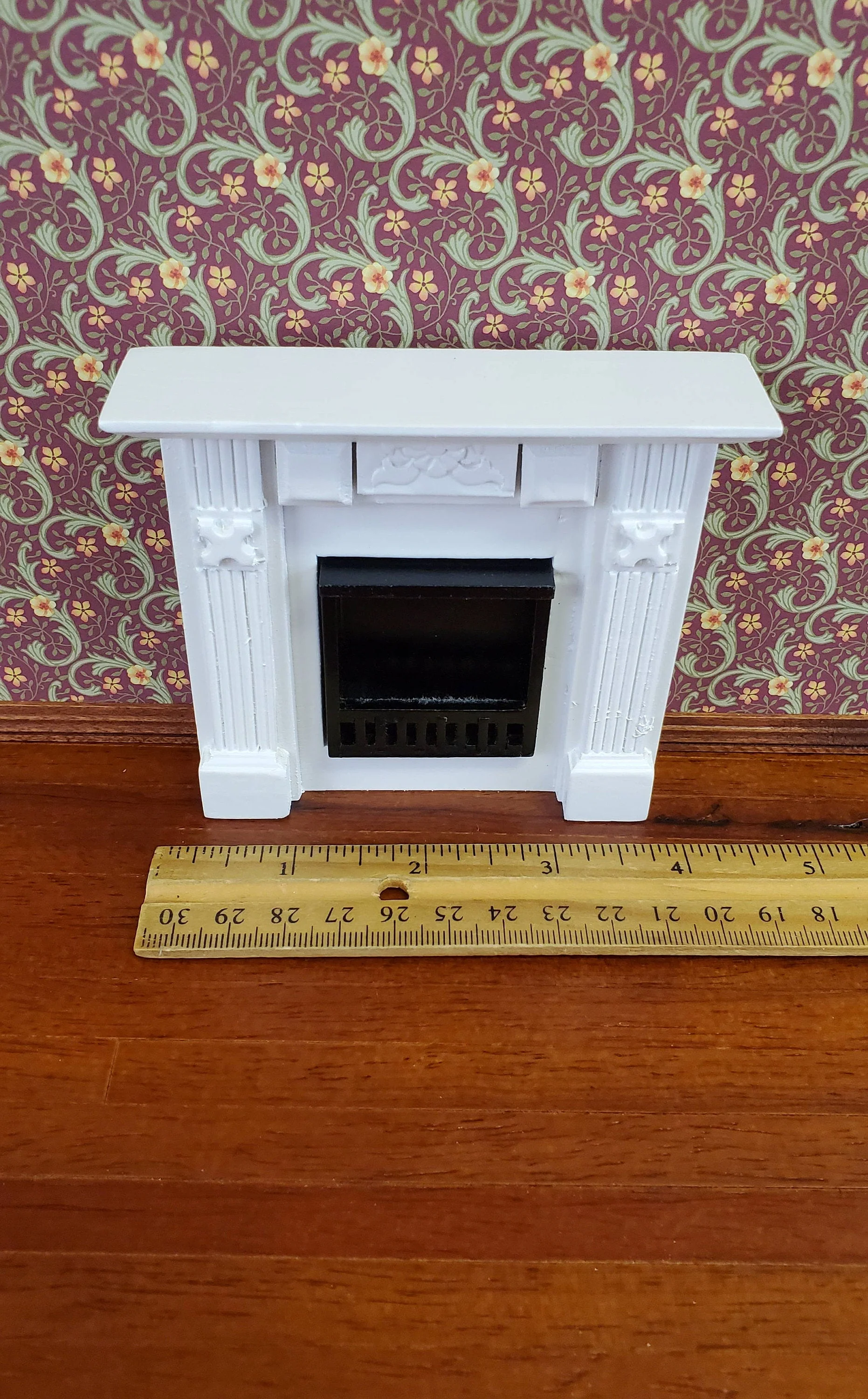 Dollhouse Miniature Fireplace Wood White Finish 1:12 Scale Furniture - Image 4