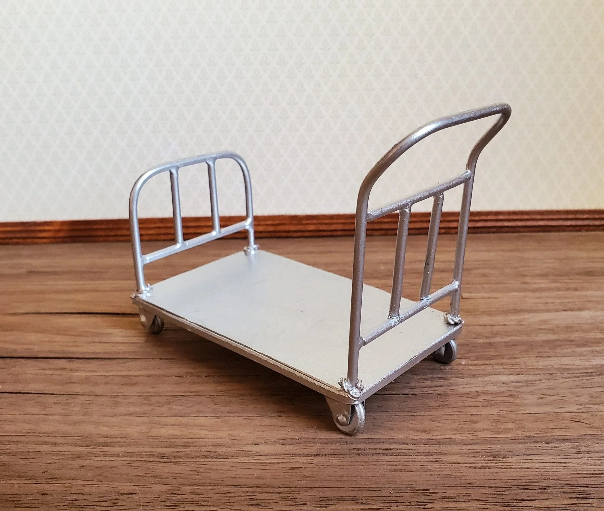 Dollhouse Miniature Flat Bed Cart Metal Utility Platform Hand Truck 1:12 Scale - Image 2