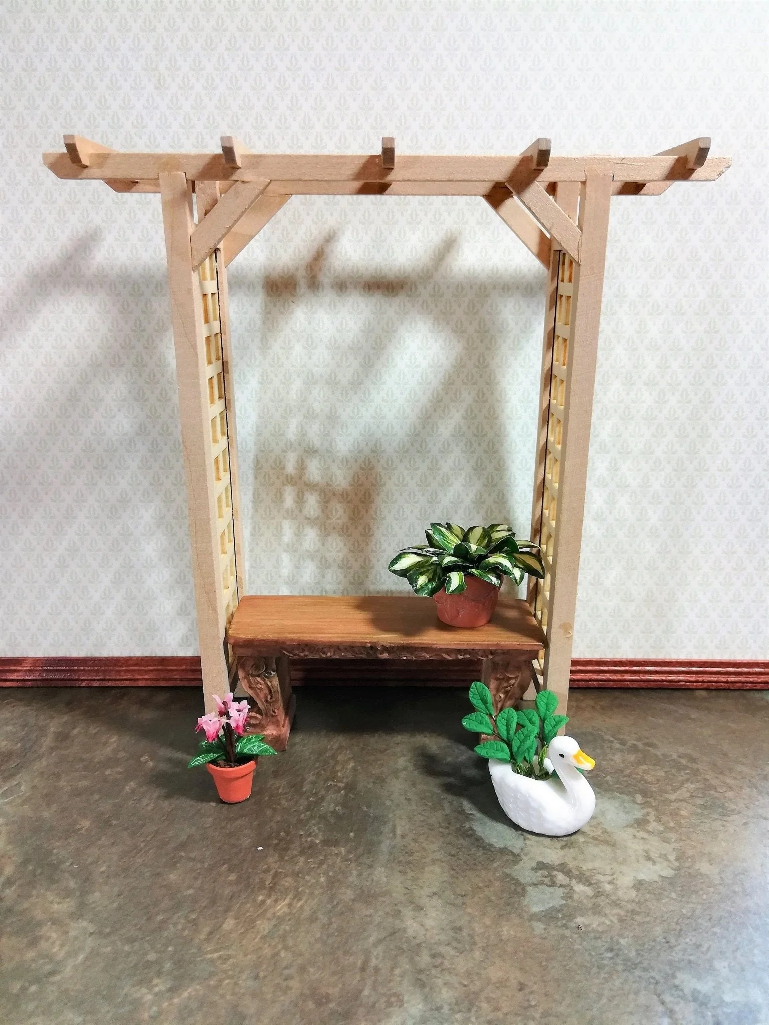 Dollhouse Miniature Flower Planter White Swan 1:12 Scale Ceramic - Image 2