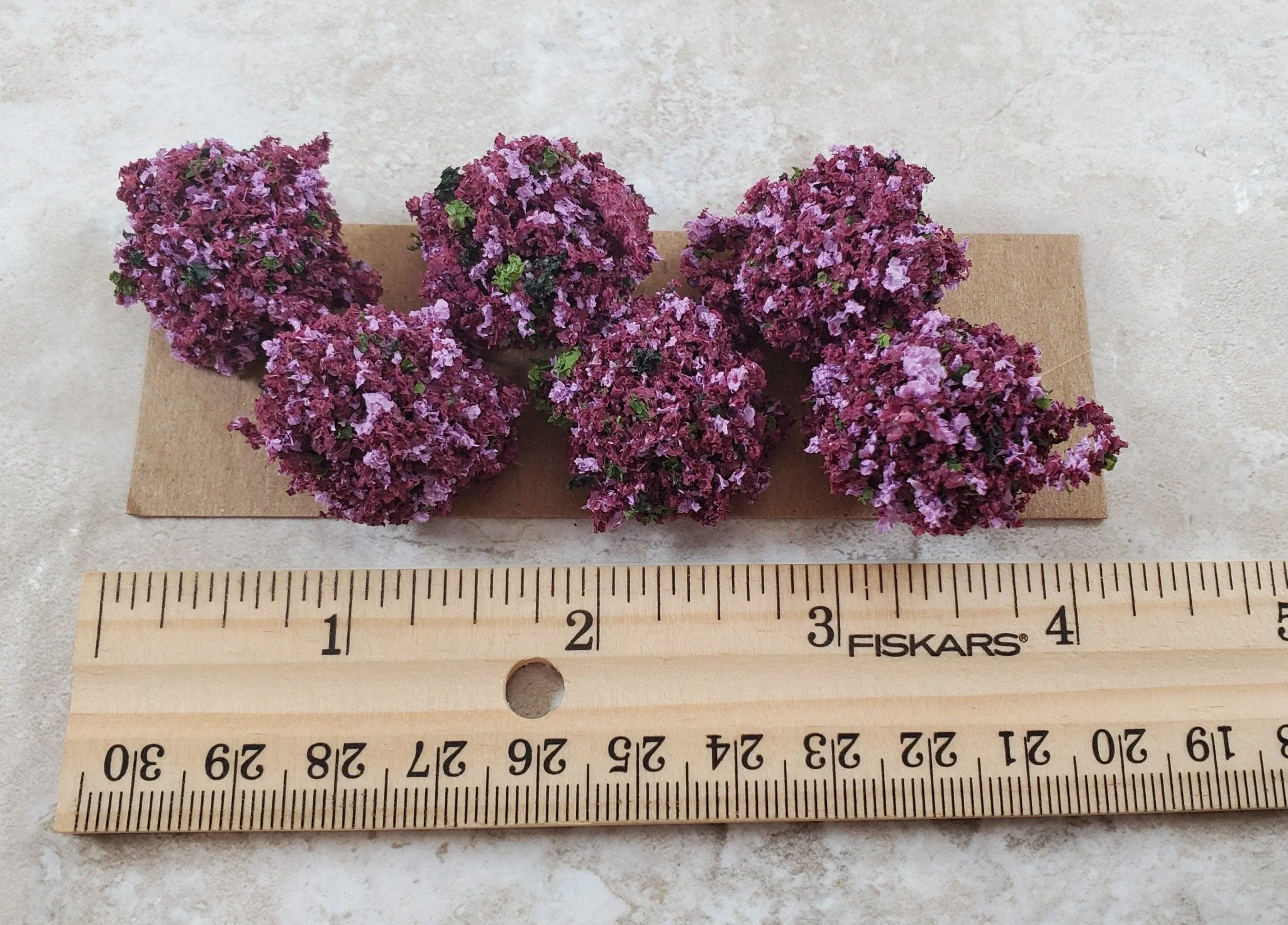 Dollhouse Flowering Shrub Burgundy Mauve Small Bush Round 1:12 Scale Miniature - Image 3