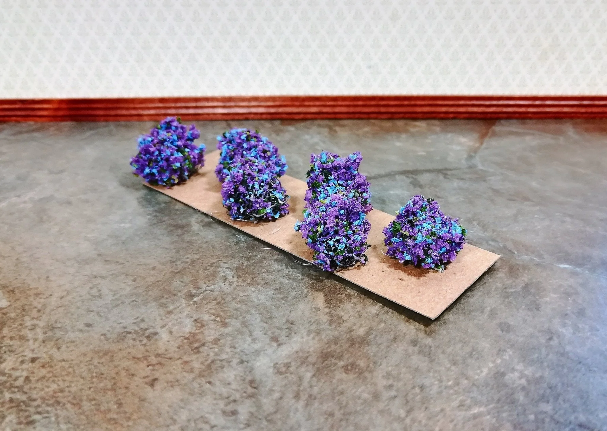 Dollhouse Miniature Flowering Shrub Purple Small Bush Round Border Plant - Image 2