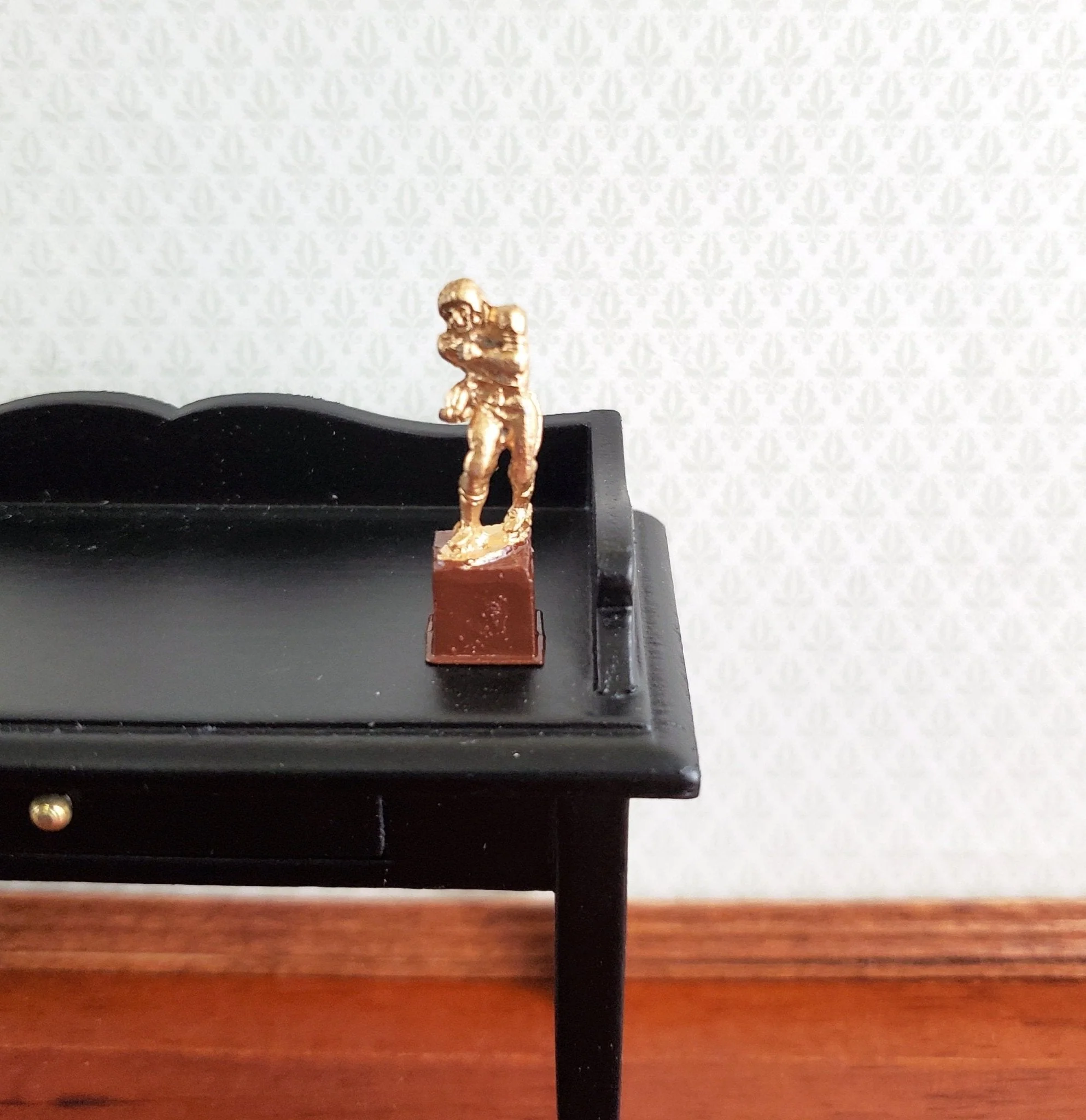 Dollhouse Miniature Football Trophy Statue Gold 1:12 Scale Painted Metal - Image 3