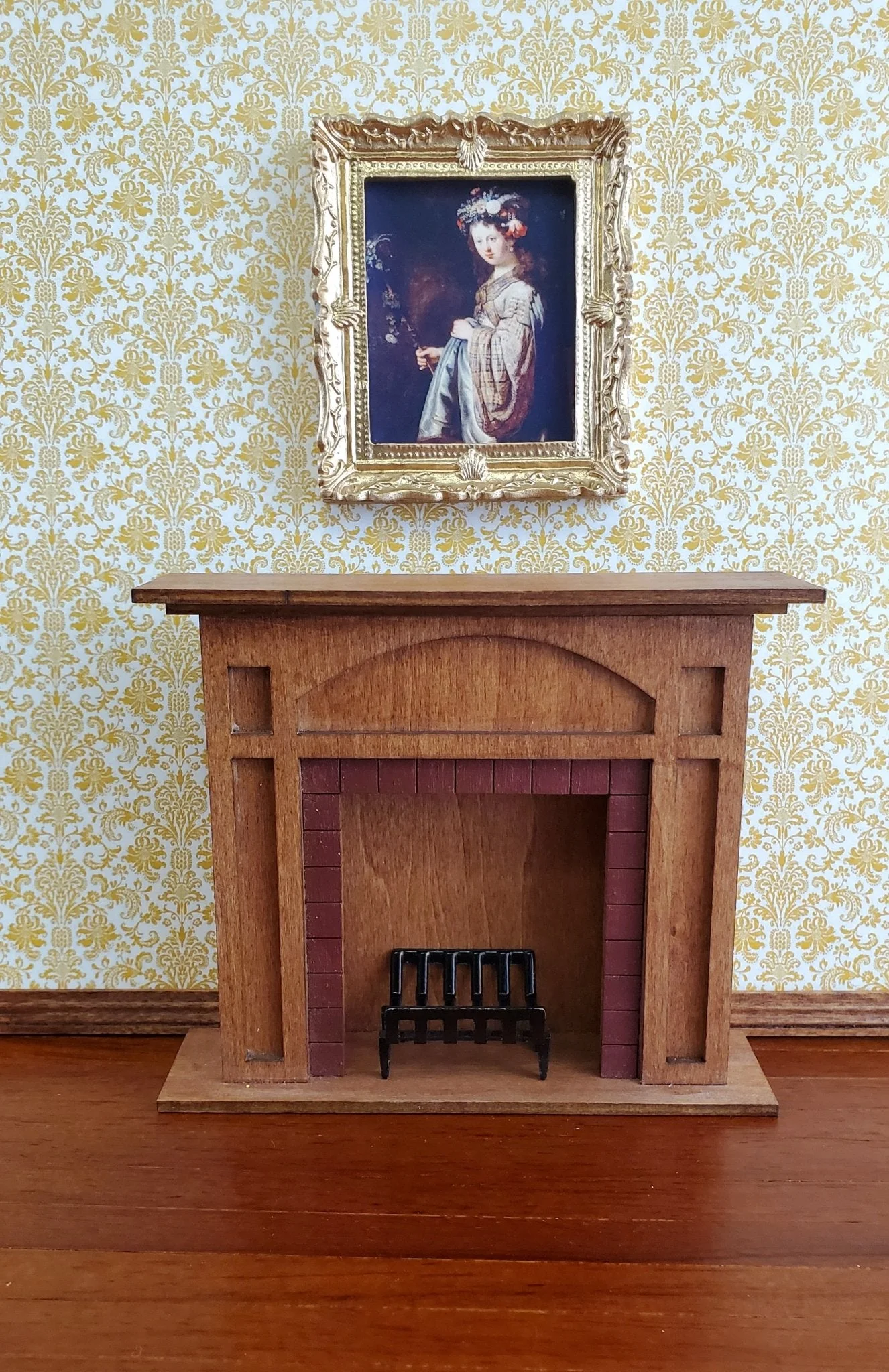 Dollhouse Miniature Framed Rembrandt Print "Flora" 1:12 Scale Woman with Flowers in her hair - Image 4