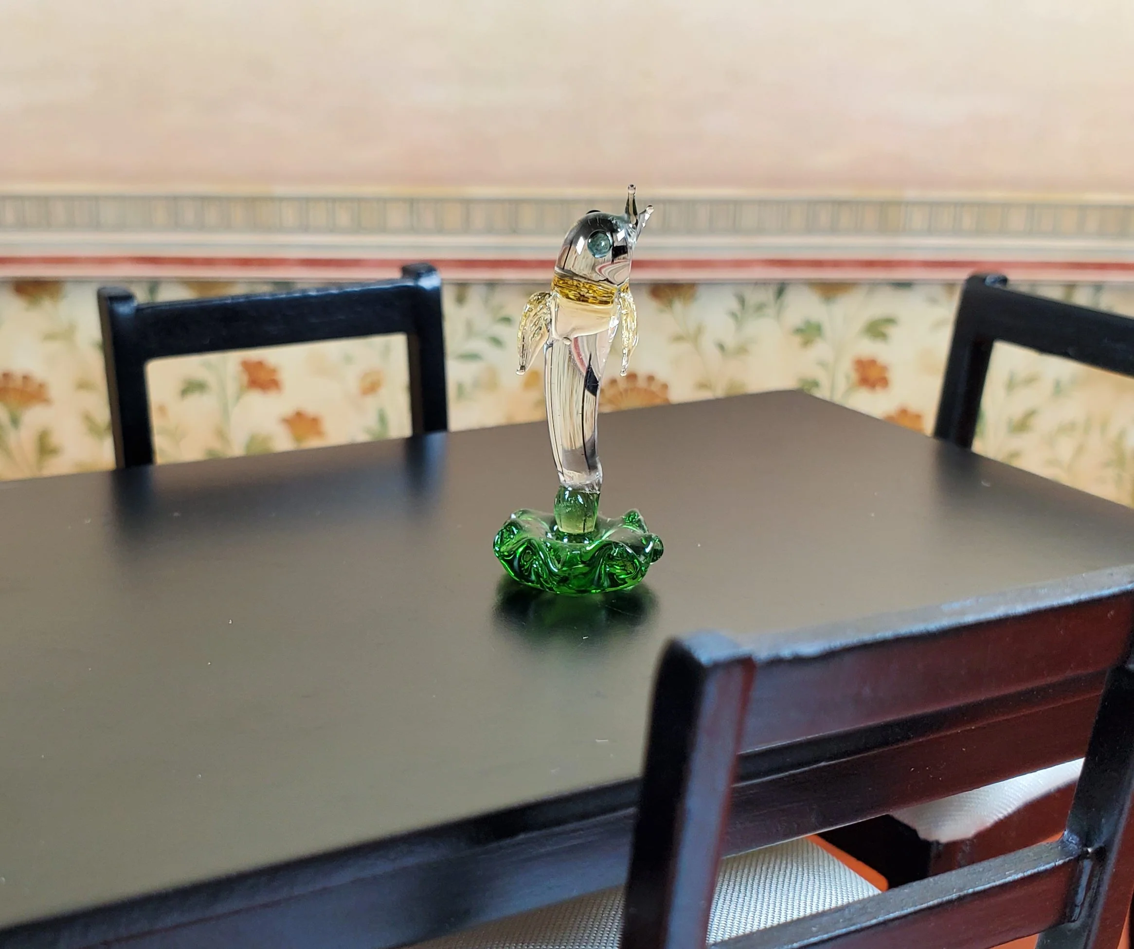 Dollhouse Miniature Glass Dolphin Centerpiece Sculpture 1:12 Scale Miniature - Image 2