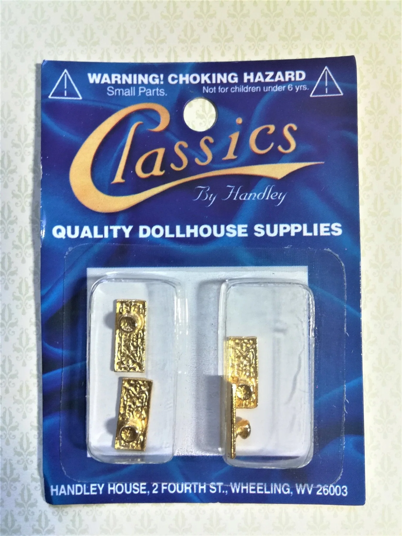 Dollhouse Gold Doorknobs Fancy with Plates Set 1:12 Scale Miniature or Fairy Garden - Image 2
