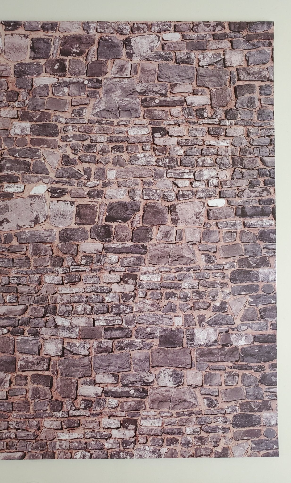 Dollhouse Miniature Gray Stone Wall Weathered Aged Embossed Card 1:12 Scale Wall - Image 4