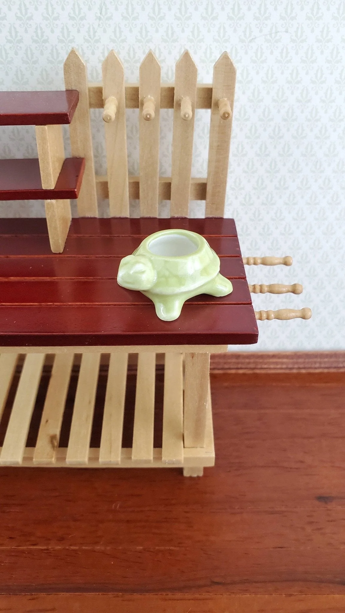 Dollhouse Miniature Green Turtle Planter Pot Ceramic 1:12 Scale - Image 2