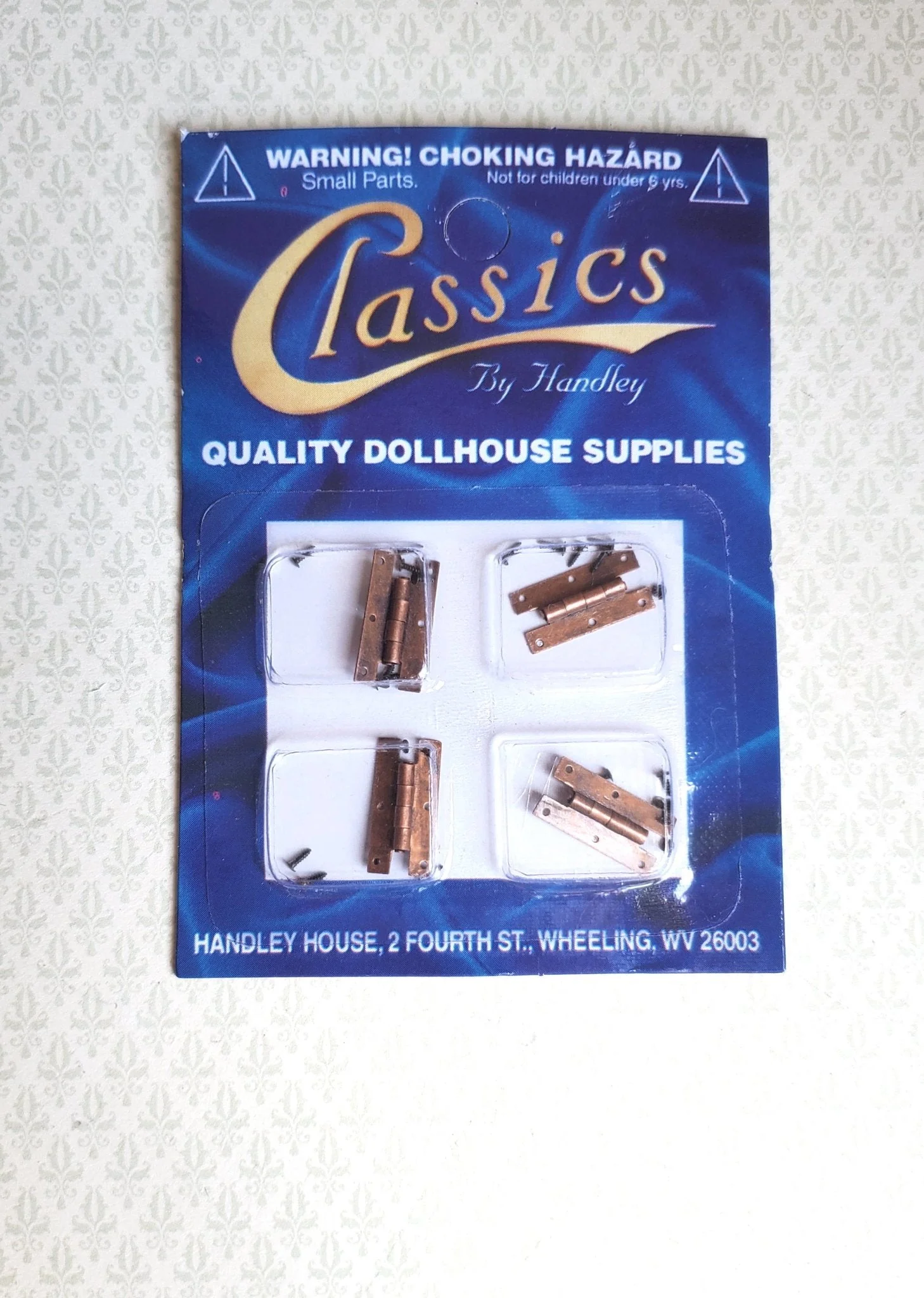 Dollhouse Miniature H Hinges Working Bronze x4 1:12 Scale Includes Nails
