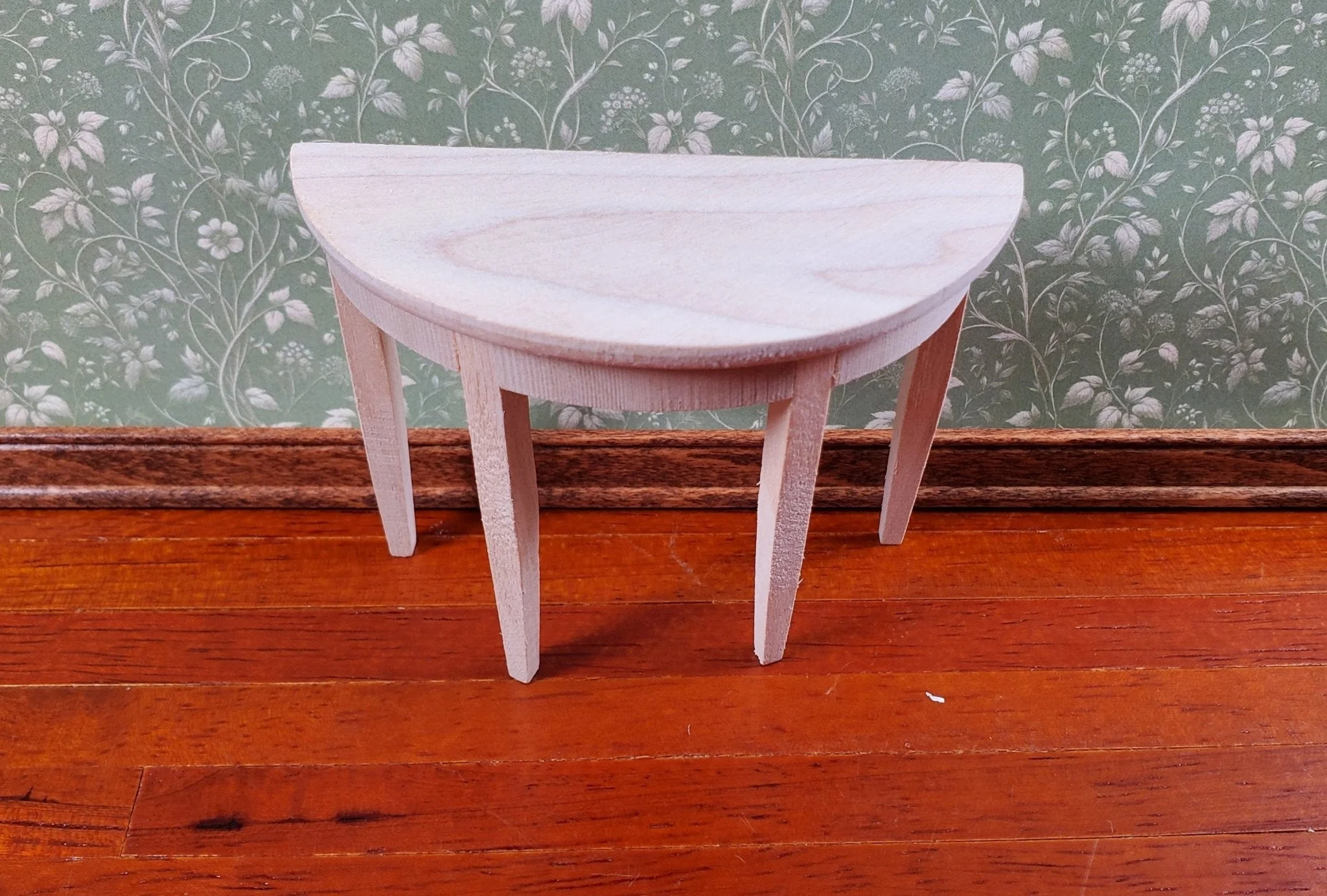 Dollhouse Half Round Hall Table 1:12 Scale Miniature Furniture Unpainted Wood - Image 4