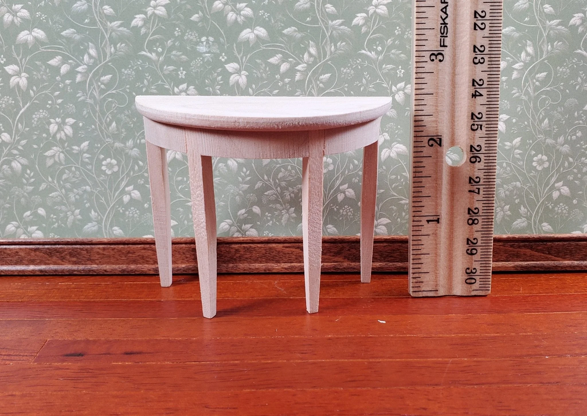 Dollhouse Half Round Hall Table 1:12 Scale Miniature Furniture Unpainted Wood - Image 6