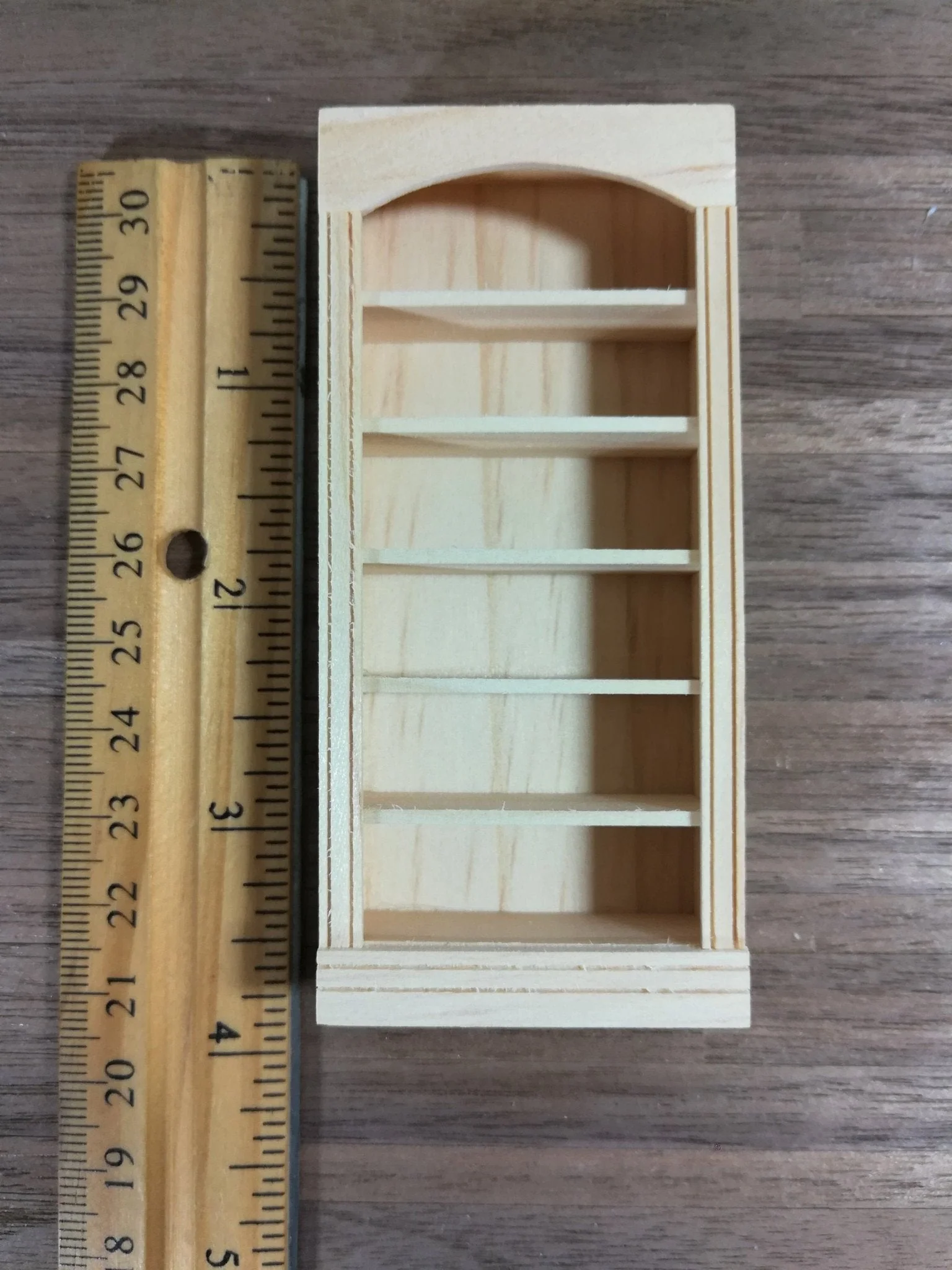 Dollhouse HALF SCALE Bookcase Unpainted Wood 1:24 Furniture 5 Shelf Library - Image 3