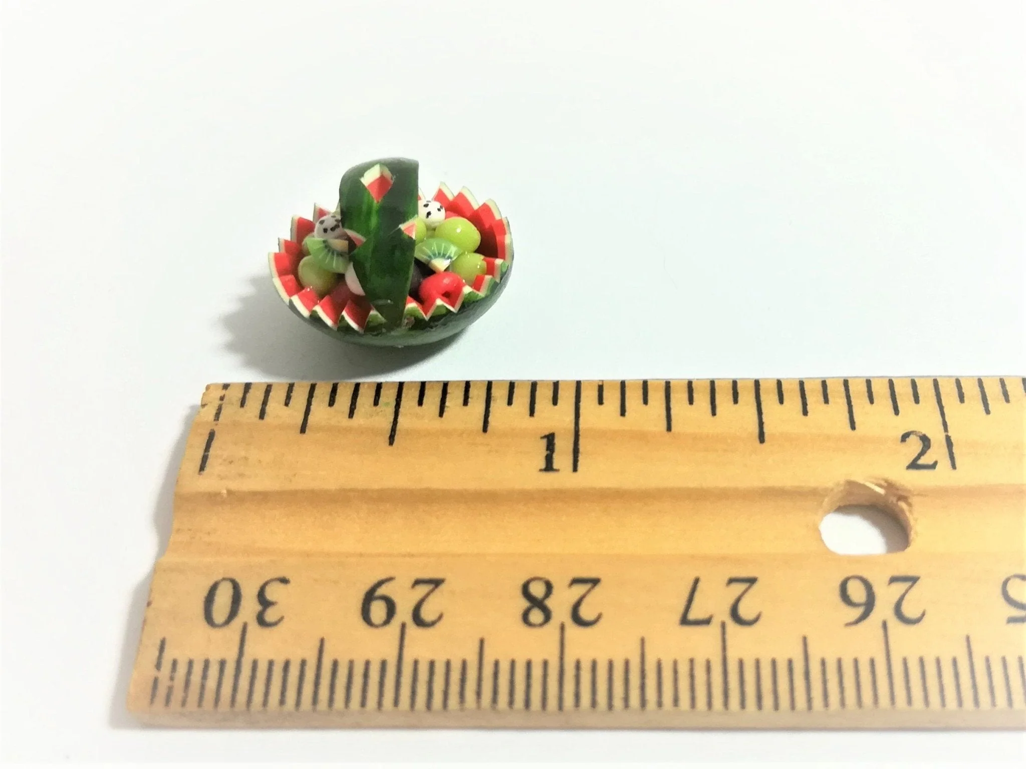 Dollhouse Miniature Half Scale Cut Watermelon Fruit Bowl 1:24 Food - Image 2