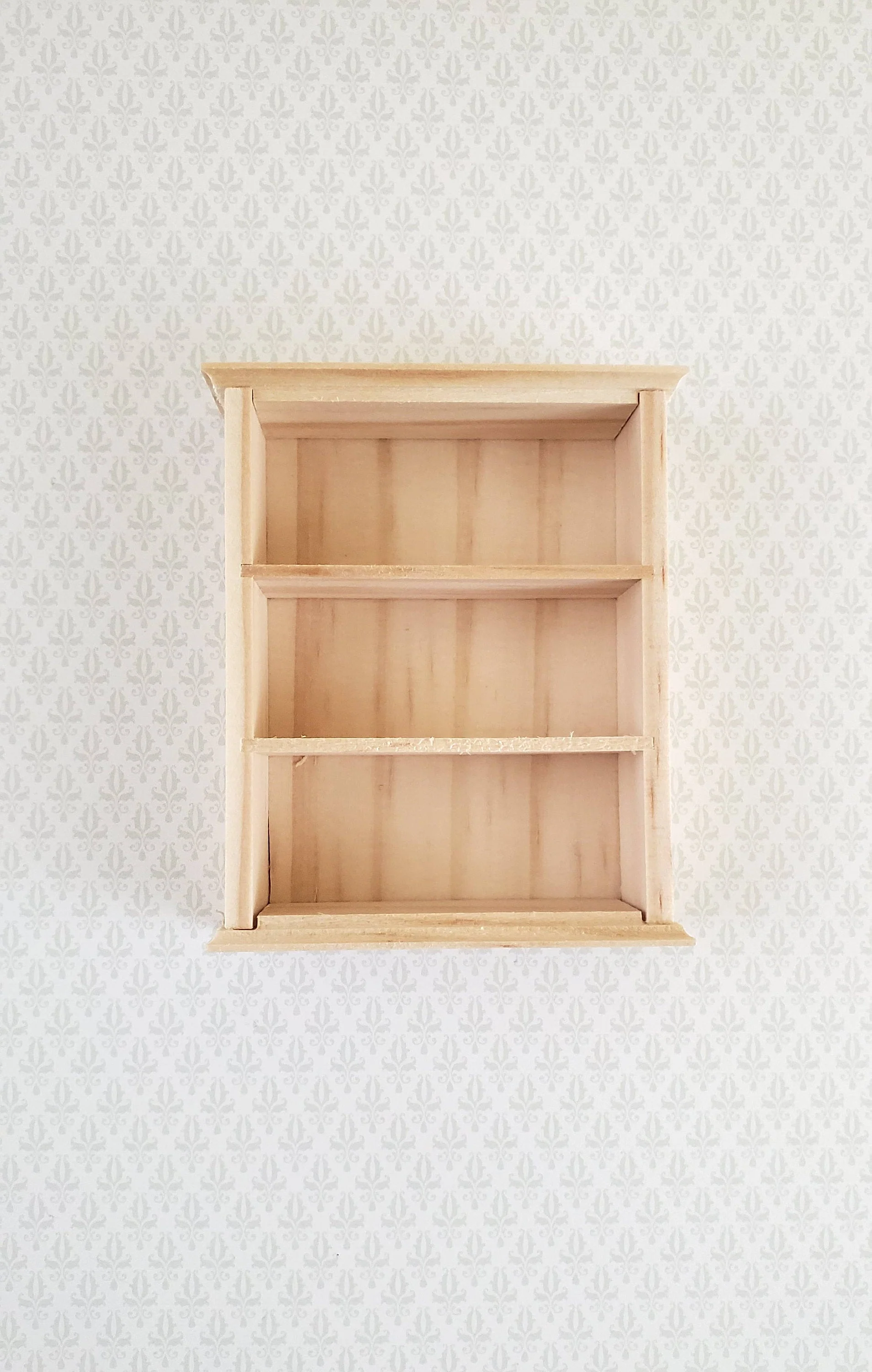 Dollhouse Miniature Hanging Shelf or Half Scale Bookcase 1:12 Scale Furniture Barewood - Image 2