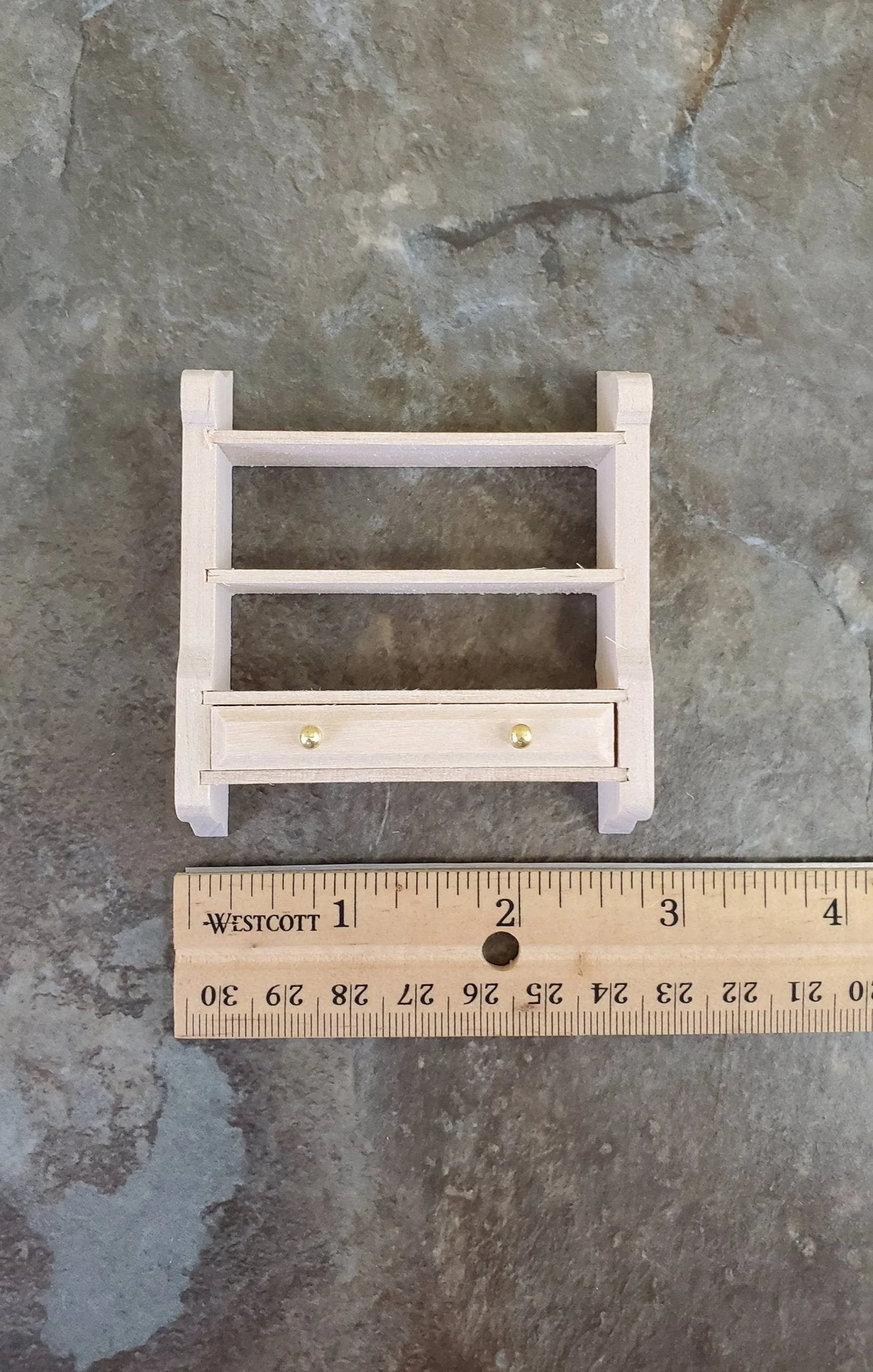 Dollhouse Miniature Hanging Shelf with Drawer 1:12 Scale Furniture Unpainted Wood - Image 2
