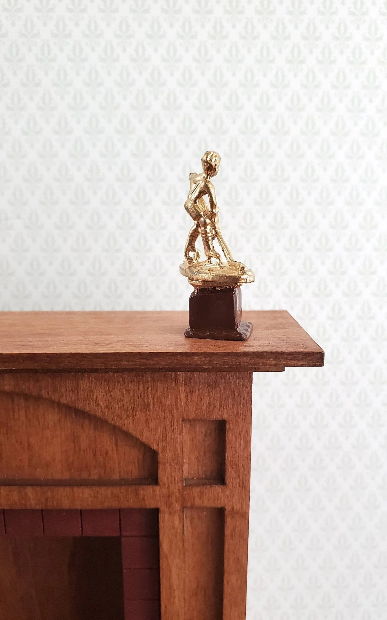 Dollhouse Miniature Ice Hockey Trophy Statue Gold 1:12 Scale Painted Metal - Image 2