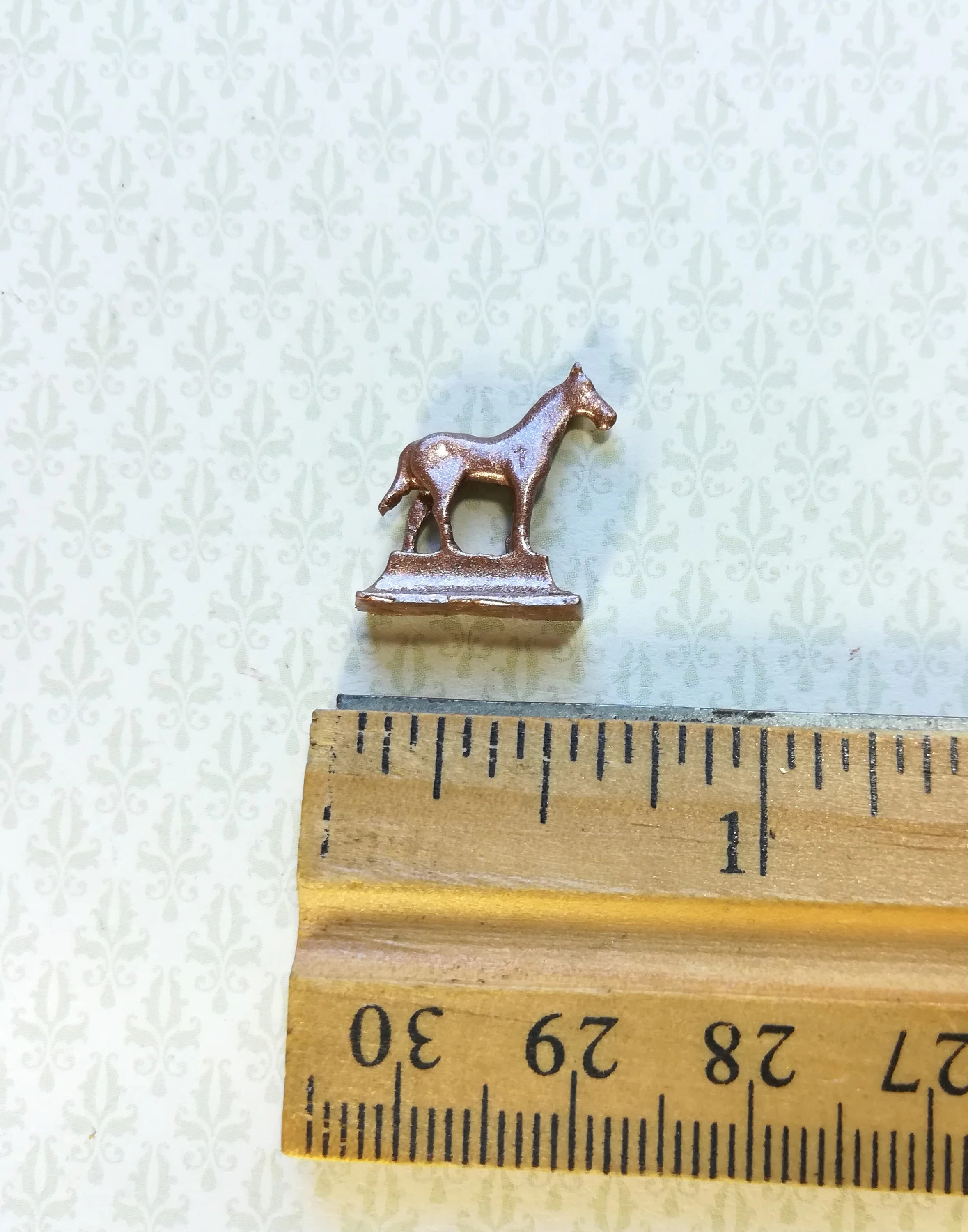 Dollhouse Miniature Horse Statue Trophy Bronze 1:12 Scale Painted Metal - Image 3