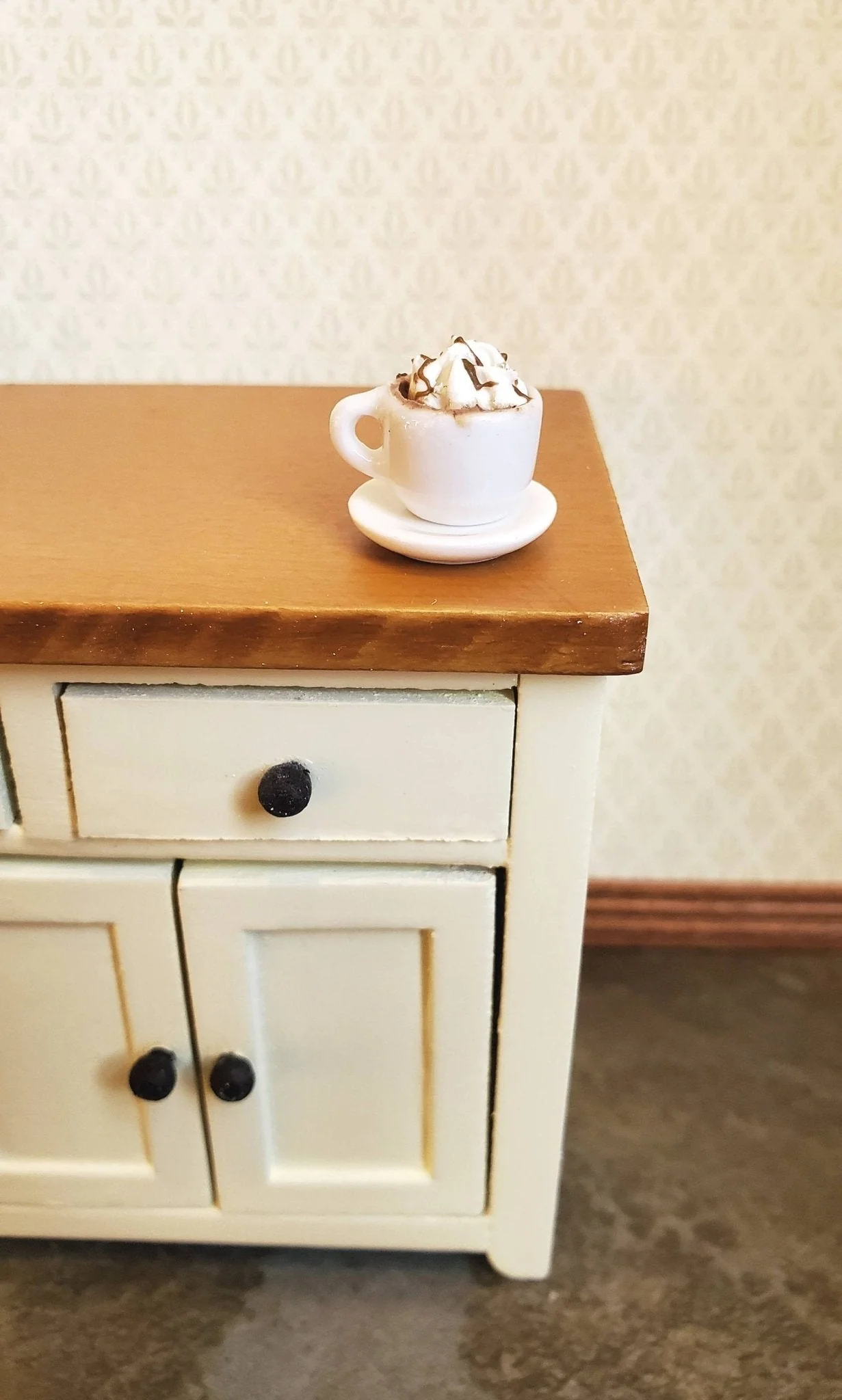 Dollhouse Miniature Hot Cocoa or Coffee Mug Large with Whip Cream 1:12 Scale Food