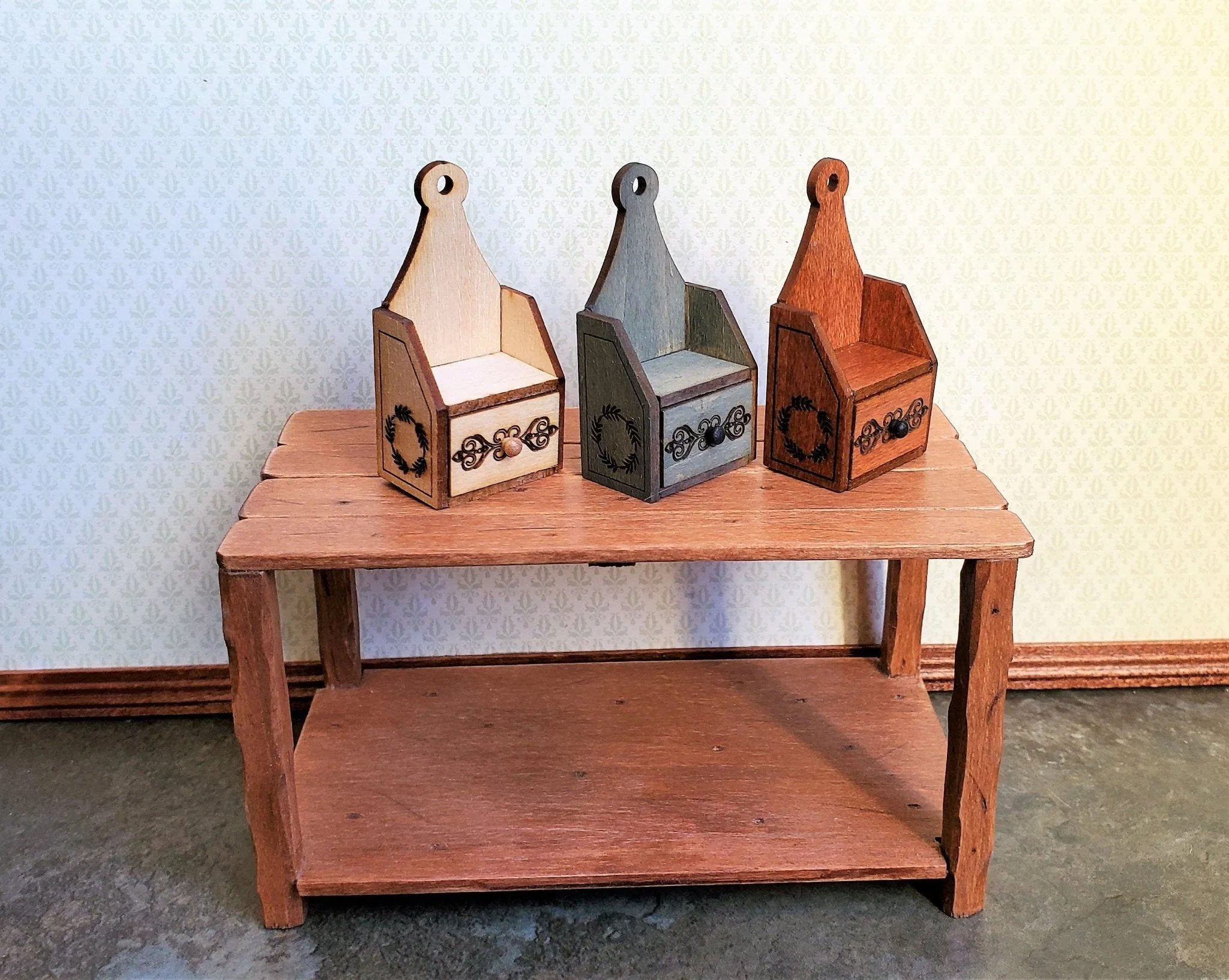 Dollhouse Miniature KIT Candle Box Shelf with Drawer DIY KIT 1:12 Scale