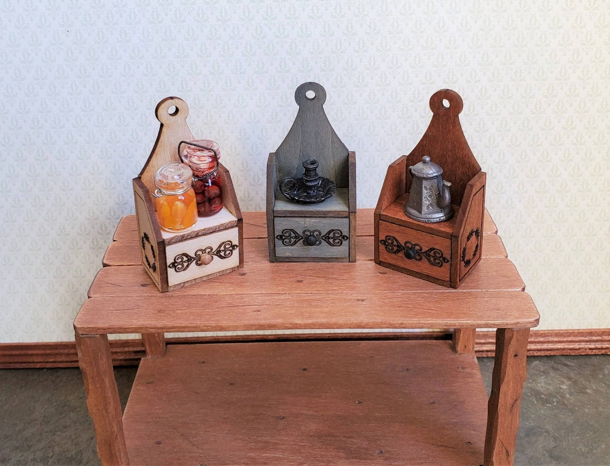 Dollhouse Miniature KIT Candle Box Shelf with Drawer DIY KIT 1:12 Scale - Image 3