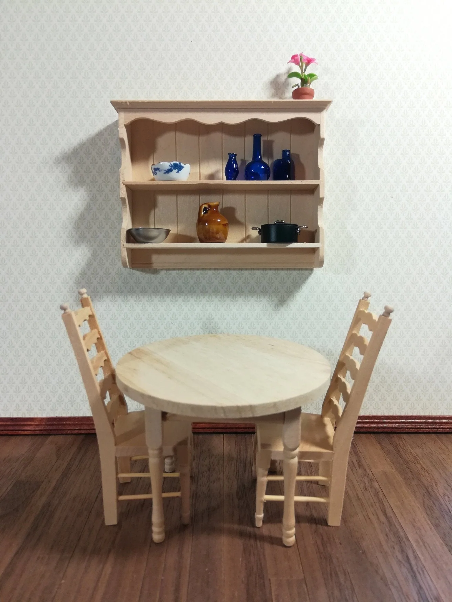 Dollhouse Miniature Kitchen Table Round 1:12 Scale Furniture Unfinished - Image 2