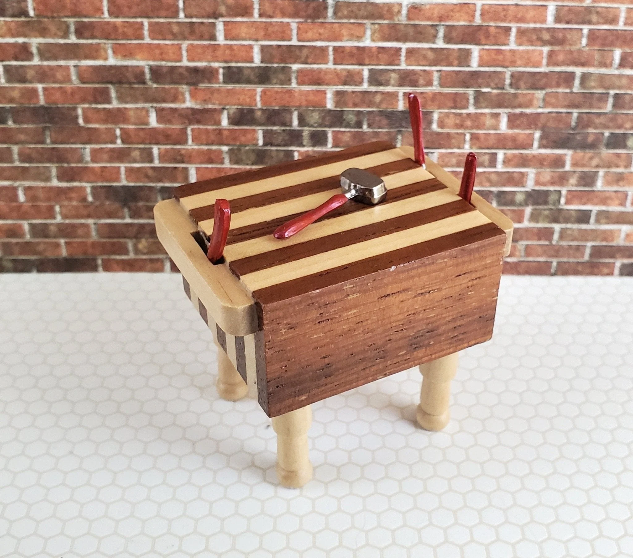 Dollhouse Miniature Knife Cleaver Meat Mallet Kitchen Tools for Butcher Block 1:12 Scale - Image 3
