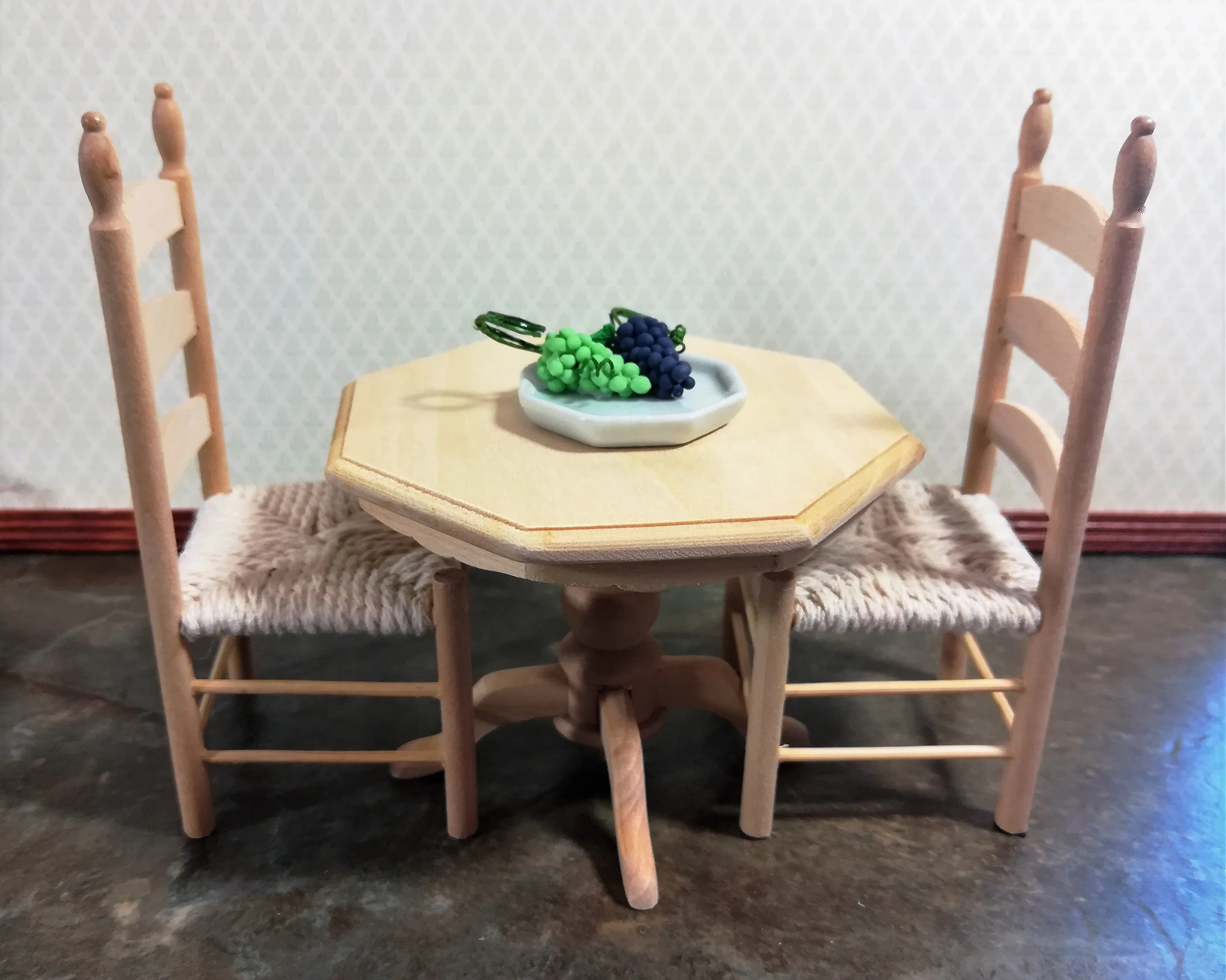 Dollhouse Miniature Ladderback Chair with Rush Seat for Kitchen or Dining Room 1:12 Scale Unfinished - Image 3