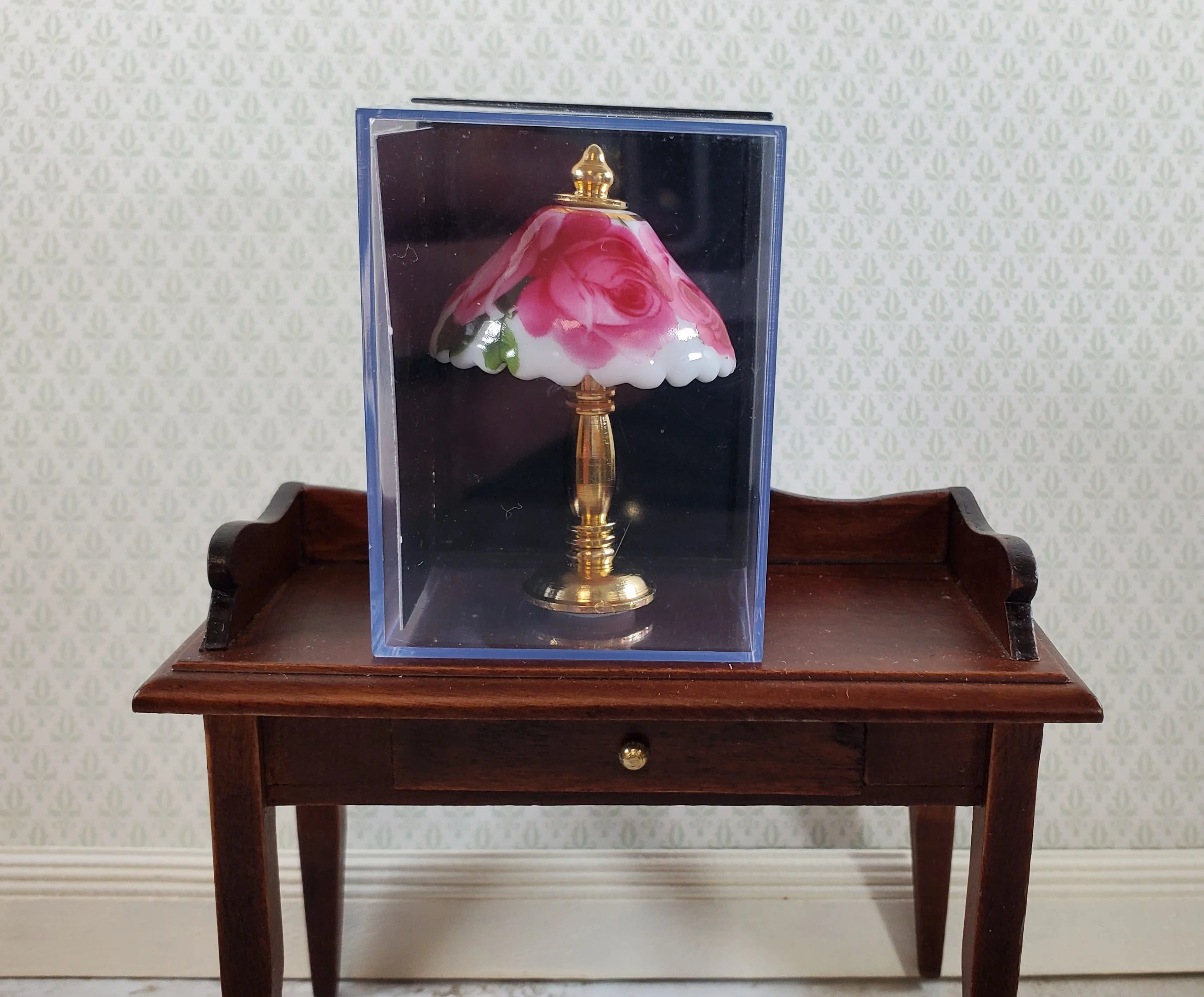 Dollhouse Miniature Lamp Non-Working Rose Pattern Reutter Porcelain 1:12 Scale - Image 4