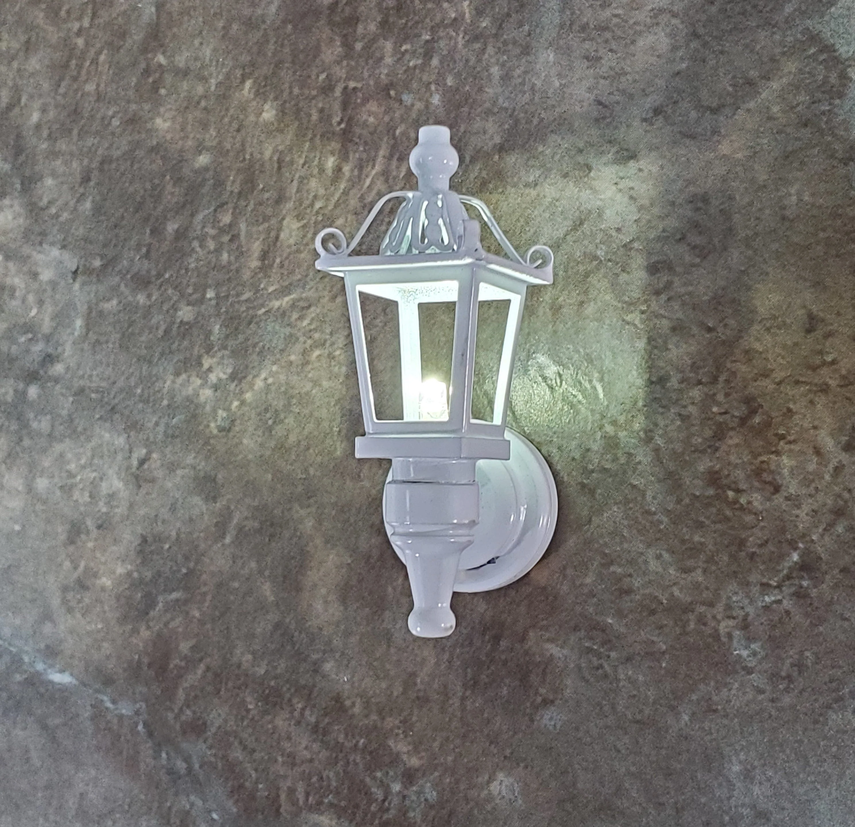 Dollhouse Miniature Battery Light Coach Lamp White Metal Large 2" 1:12 Scale - Image 4