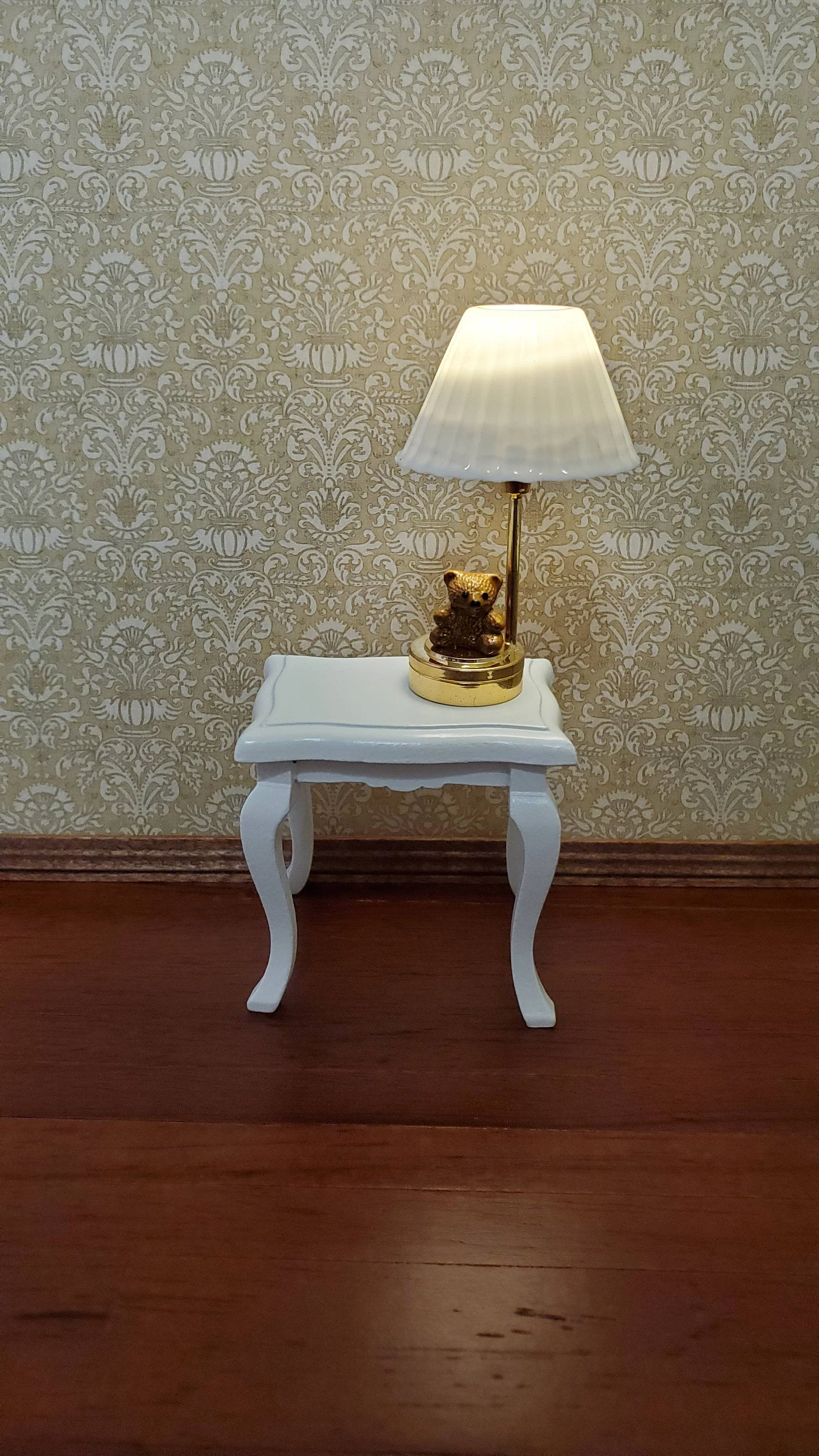 Dollhouse Miniature Battery Light Teddy Bear Table Lamp 1:12 Scale Nursery - Image 3