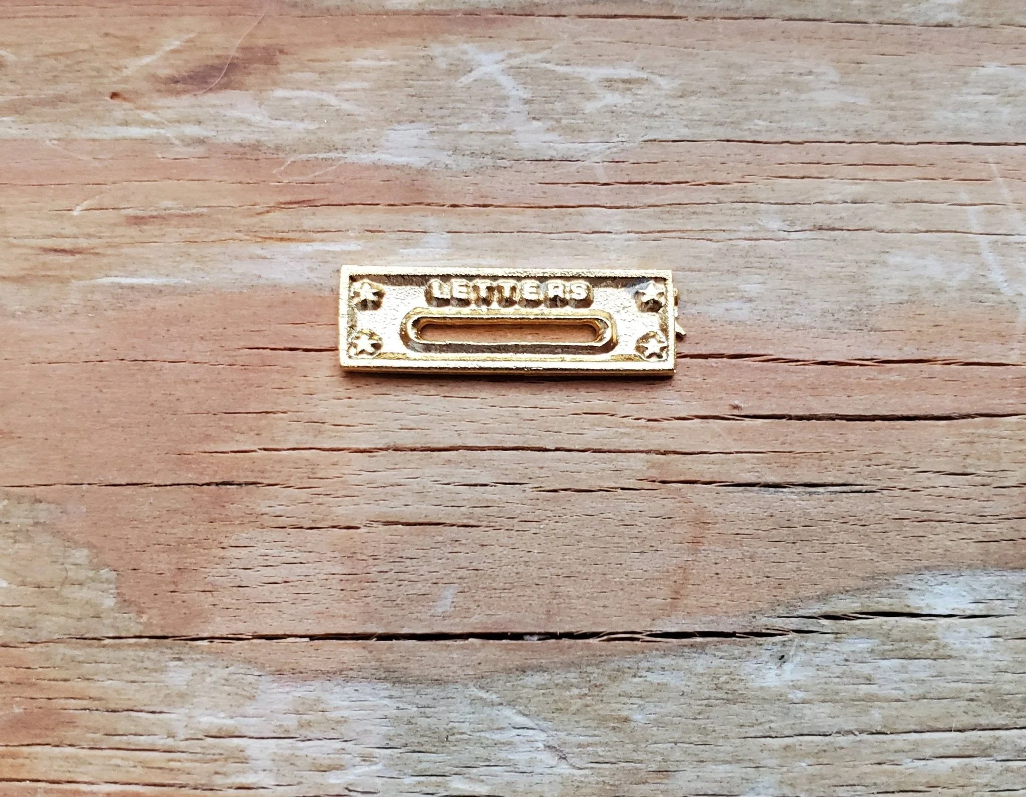 Dollhouse Miniature Letter Mail Slot for Exterior Door 1:12 Scale Gold Brass Metal
