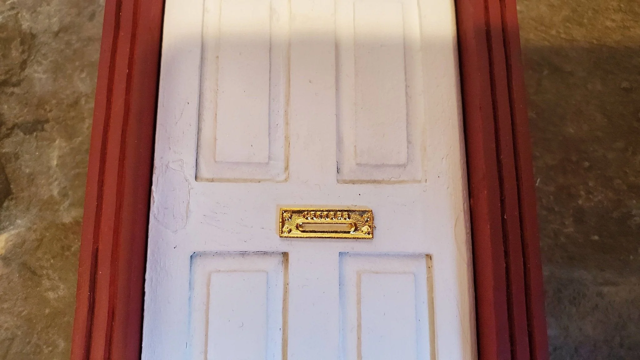 Dollhouse Miniature Letter Mail Slot for Exterior Door 1:12 Scale Gold Brass Metal - Image 2