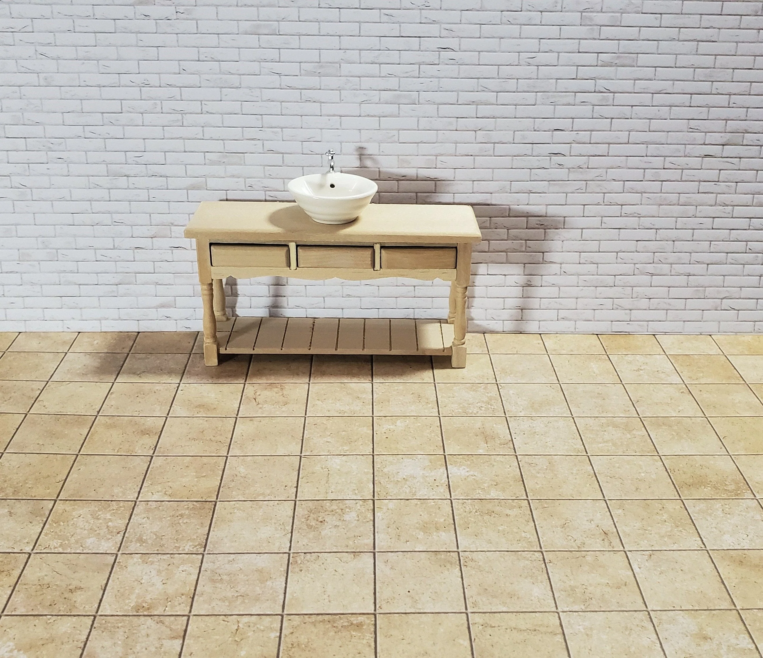 Dollhouse Miniature Limestone Tile Large Squares Embossed Card 1:12 Scale Flooring - Image 3
