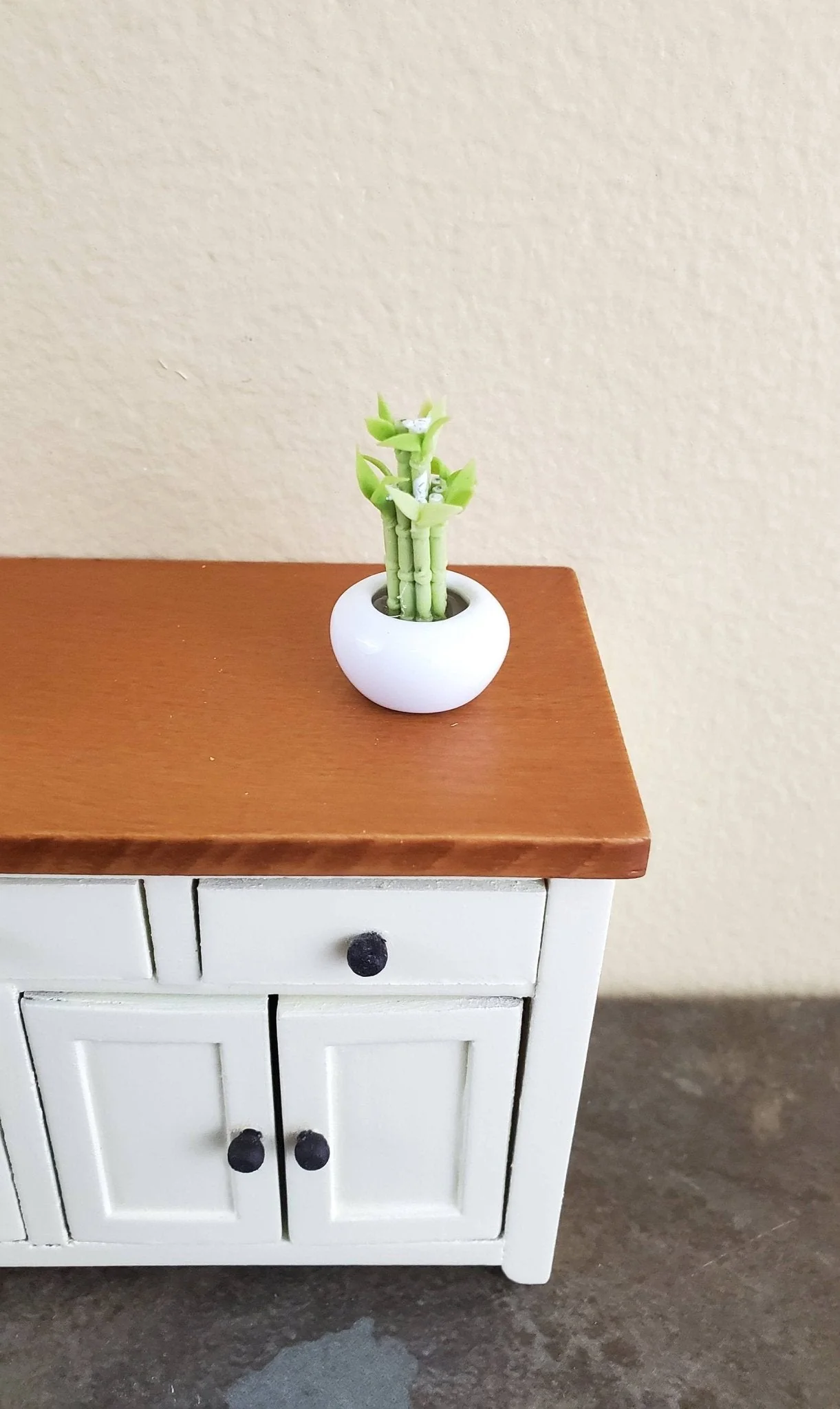 Dollhouse Miniature Lucky Bamboo Plant Stalks in Ceramic Pot 1:12 Scale Houseplant