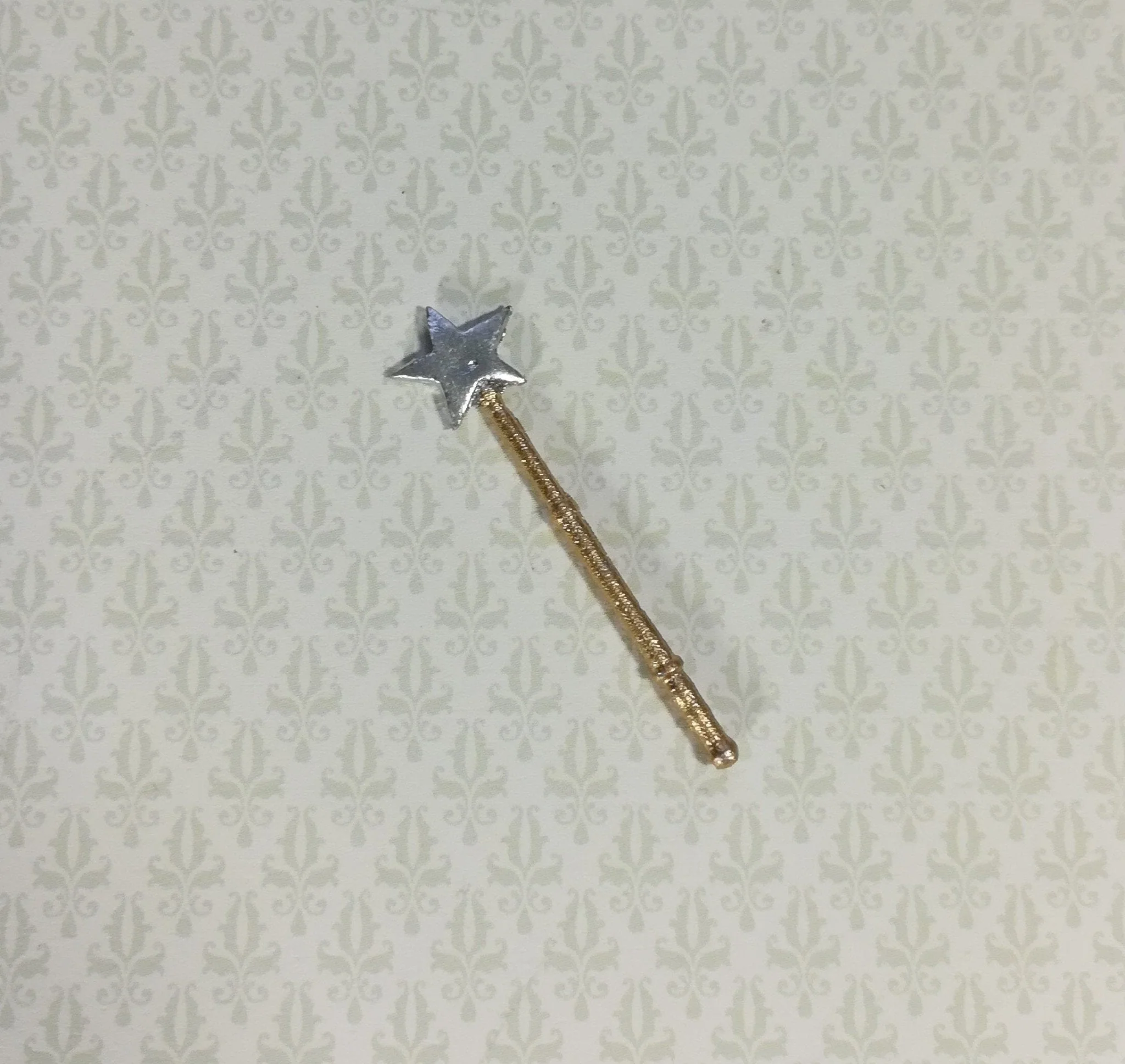 Dollhouse Miniature Magic Fairy Wand with Silver Star 1:12 Scale Fairy Garden