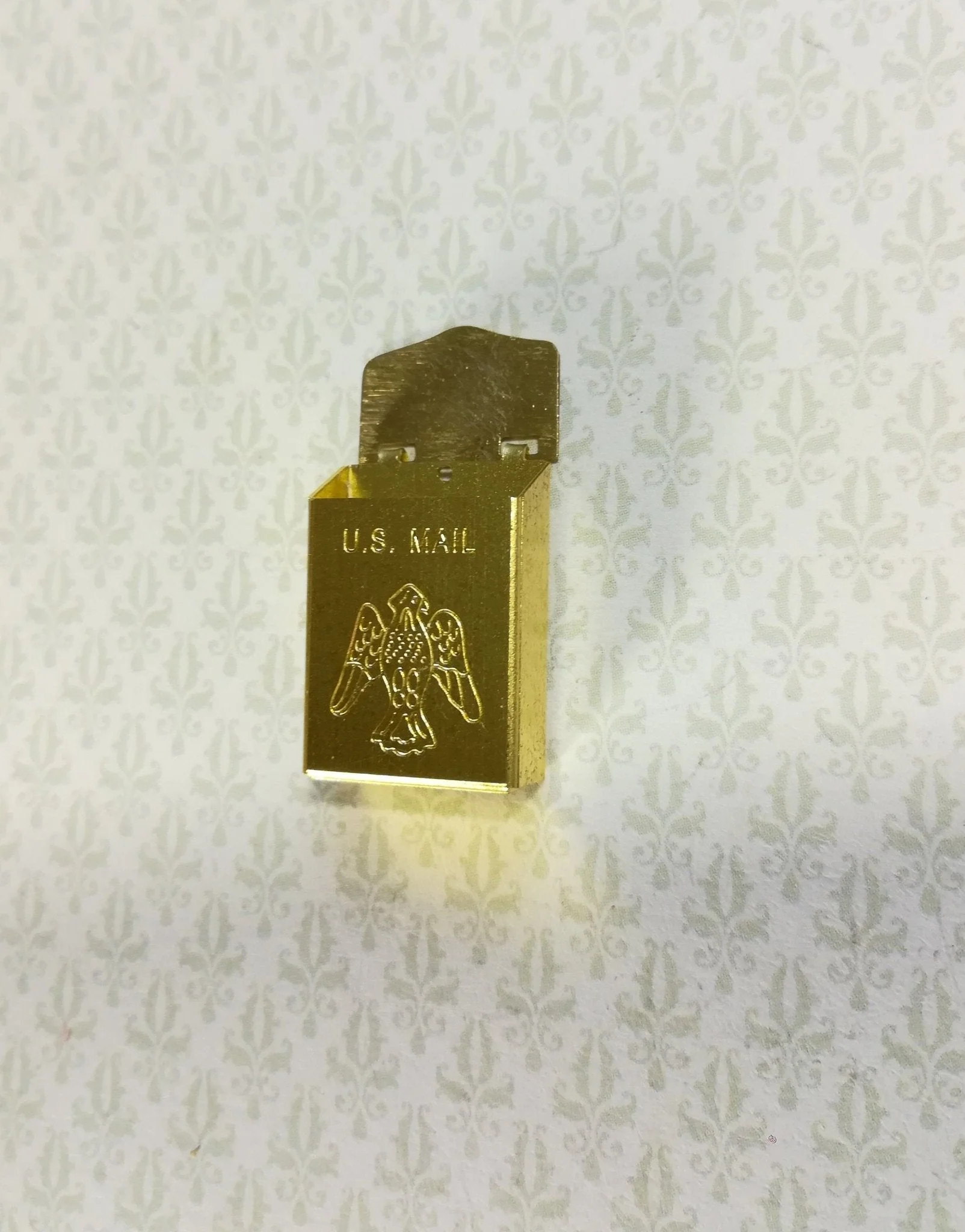 Dollhouse Mailbox Gold Brass Metal Eagle Decoration Opening Lid 1:12 Scale Accessory - Image 2